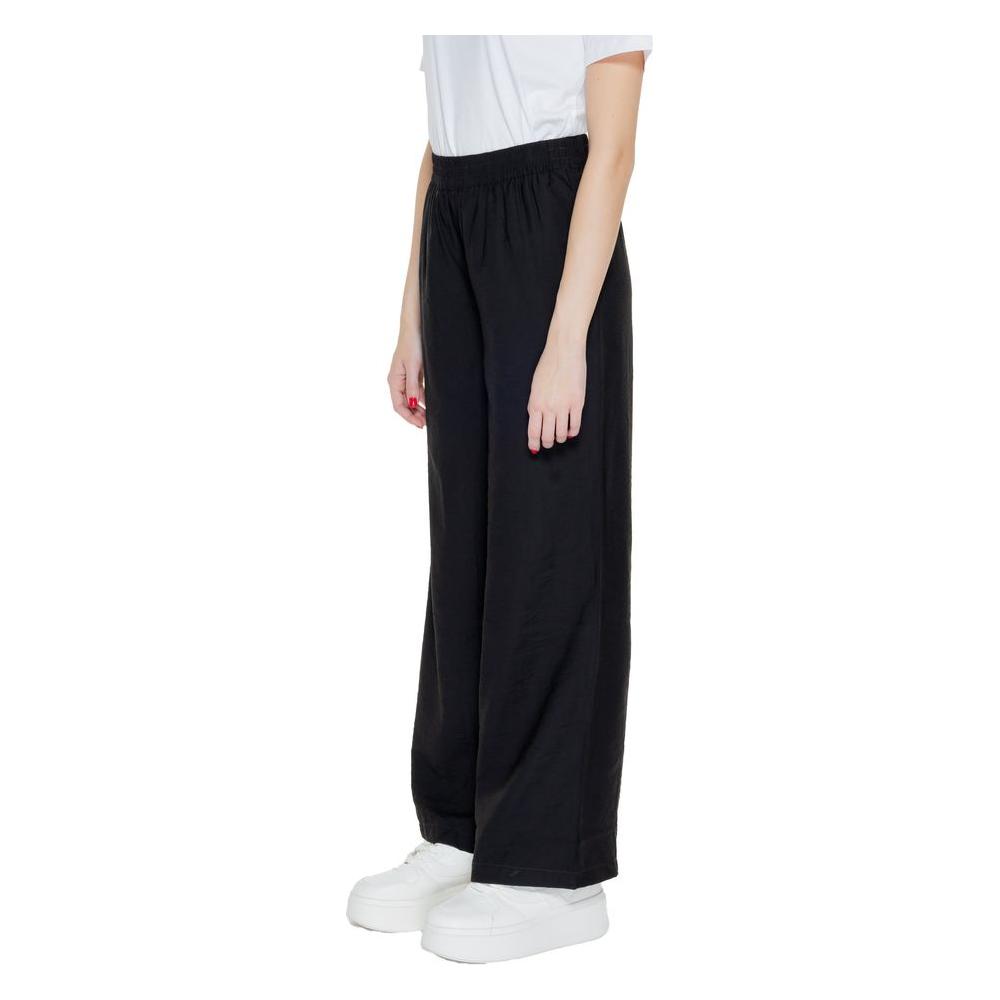 Jacqueline De Yong Black Viscose Jeans & Pant Jacqueline De Yong Black