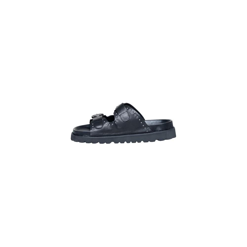 Cult Black Leather Sandal for Women, Spring/Summer Collection, 100% Leather, 4cm Heel Height