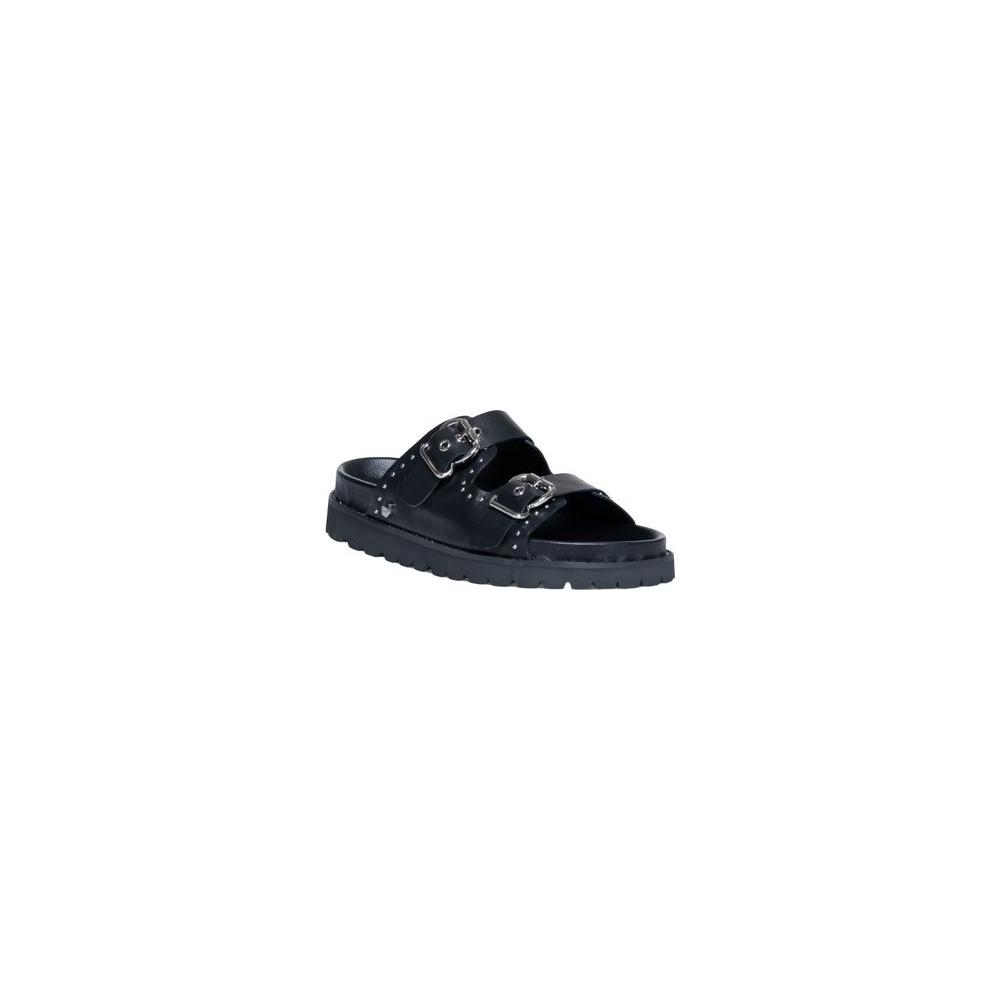 Women's Cult black leather sandal, spring/summer collection, 100% leather, 4 cm heel height, stylish footwear for women.