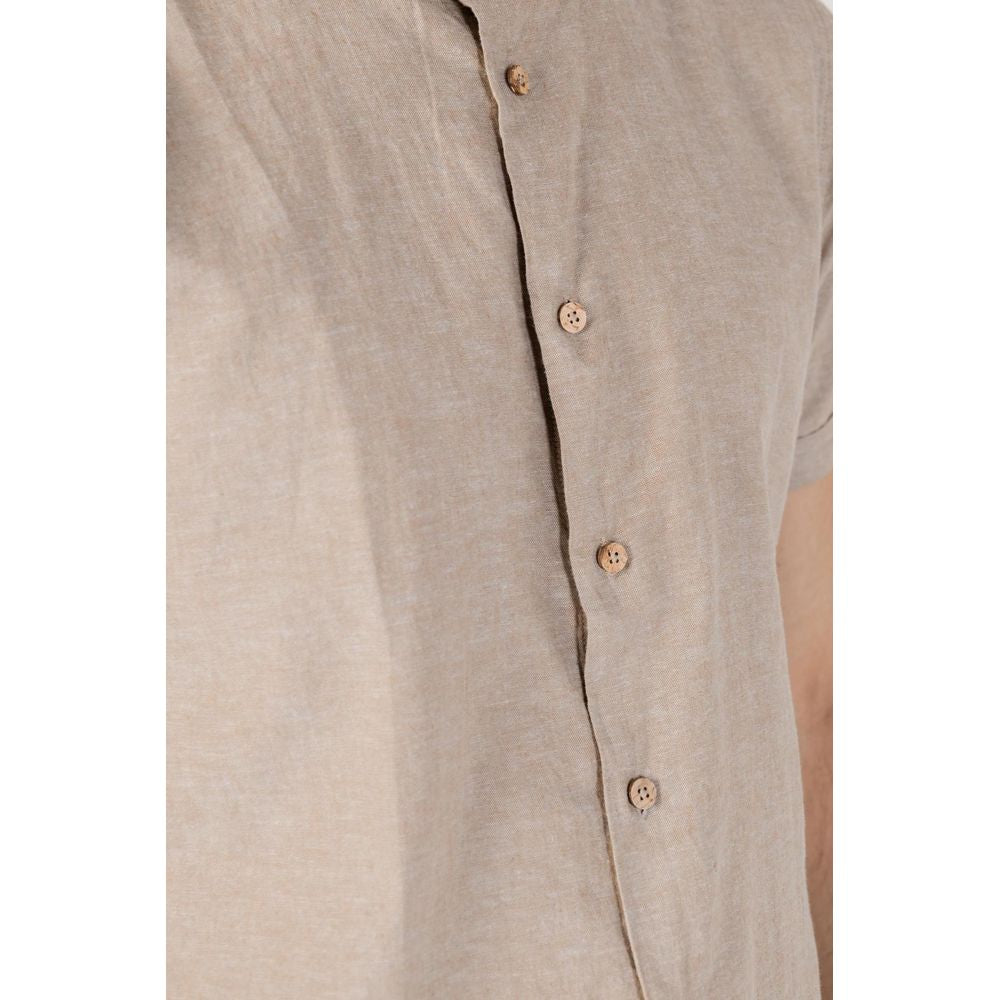 Hamaki-Ho Beige Linen Shirt Hamaki-Ho Dark Gray