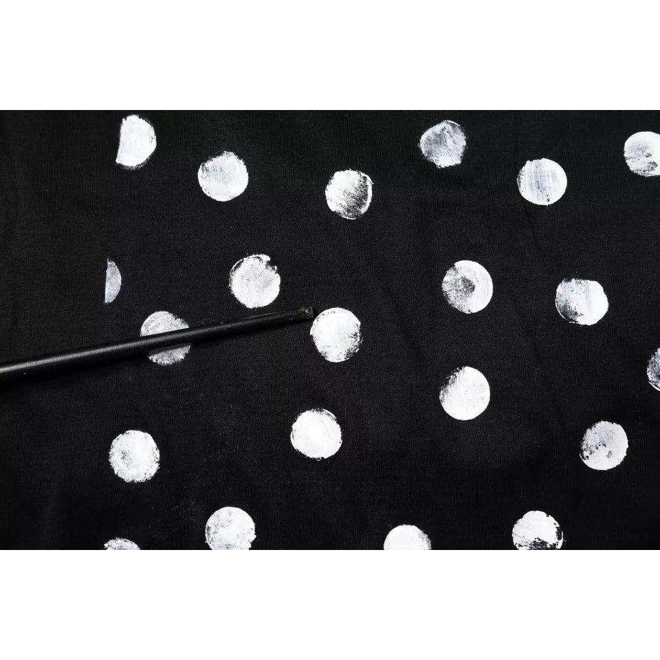 Dolce & Gabbana Black Cotton Polka Dots Round Neck T-shirt Dolce & Gabbana Black