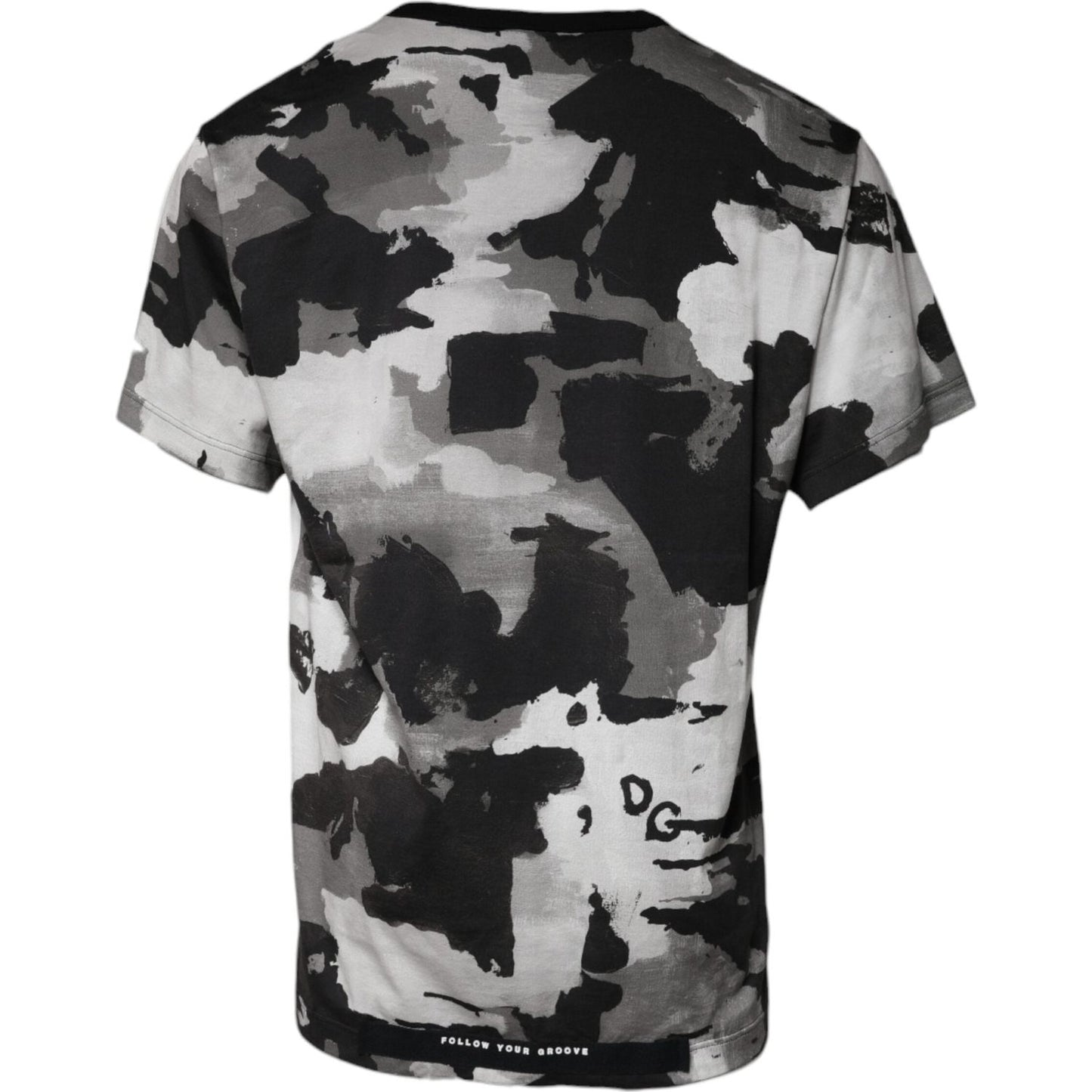 Dolce & Gabbana White Camouflage Cotton Round Neck T-shirt Dolce & Gabbana Gray