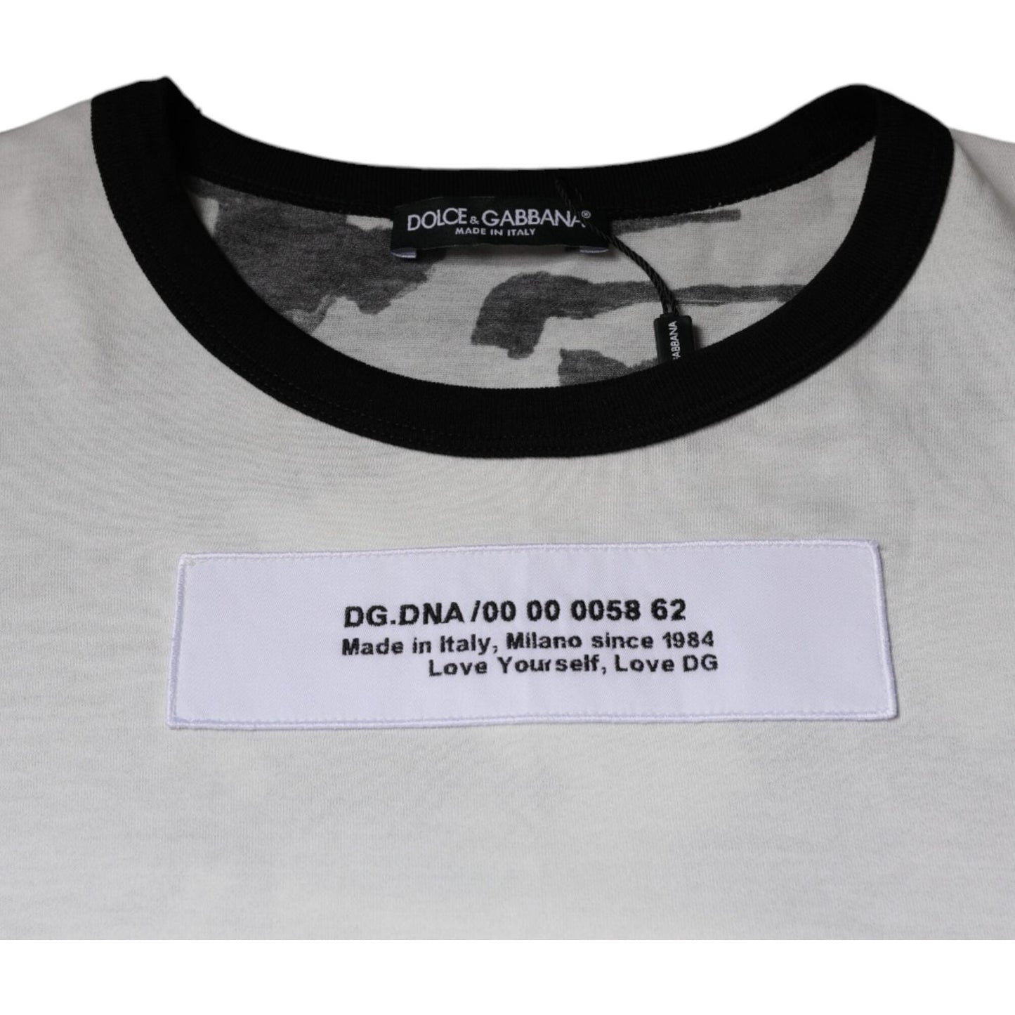 Dolce & Gabbana White Camouflage Cotton Round Neck T-shirt Dolce & Gabbana Gray