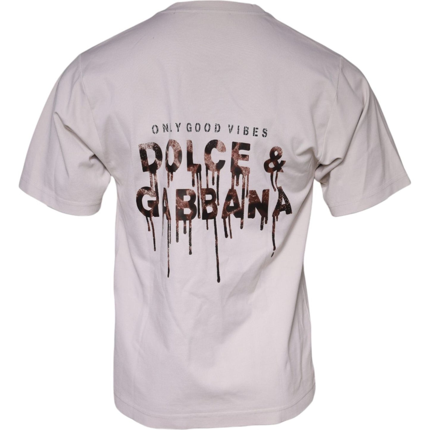 Dolce & Gabbana Beige Logo Cotton Blend Crew Neck T-shirt Dolce & Gabbana Gray