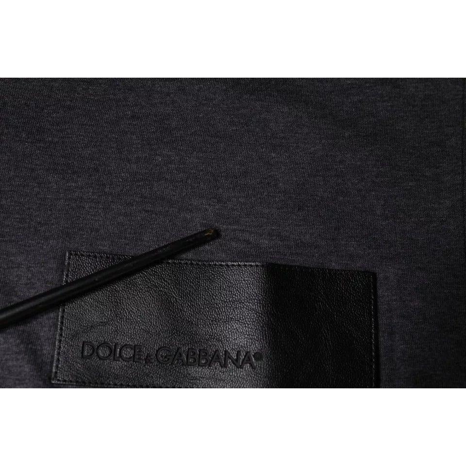 Dolce & Gabbana Gray Logo Patch Cotton Crew Neck T-shirt Dolce & Gabbana Black