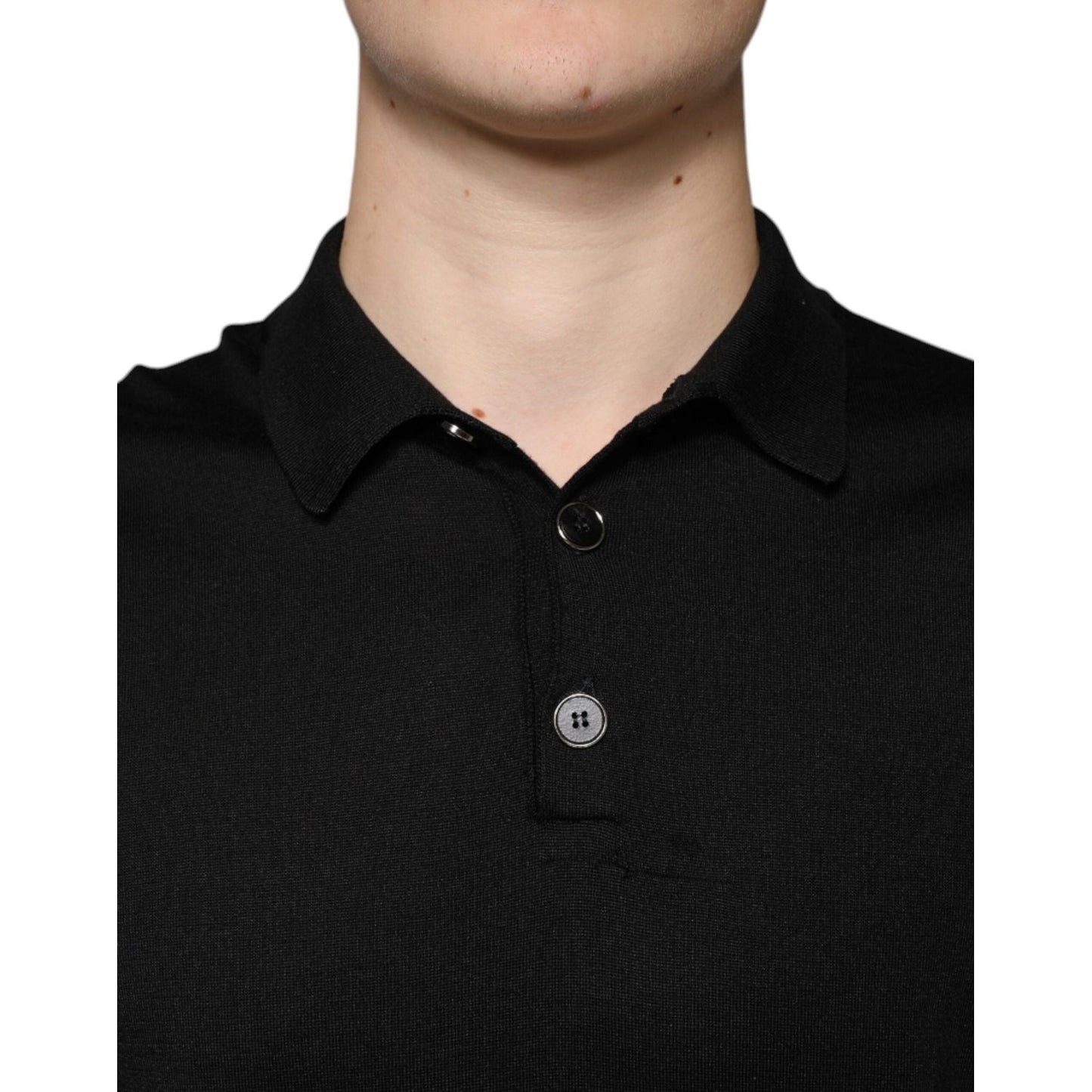 Dolce & Gabbana Black Silk Short Sleeves Men Polo T-shirt Dolce & Gabbana Tan