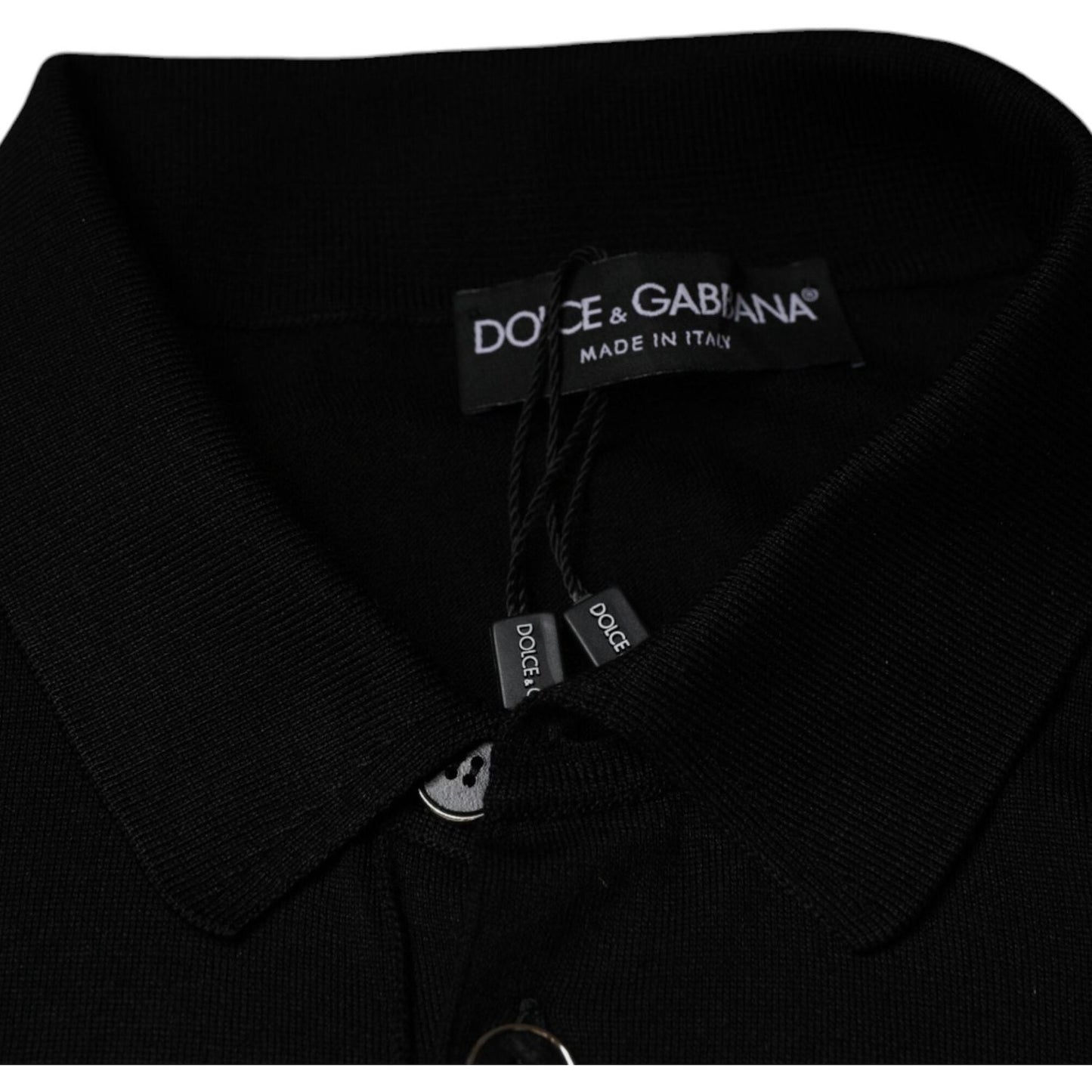 Dolce & Gabbana Black Silk Short Sleeves Men Polo T-shirt Dolce & Gabbana Black