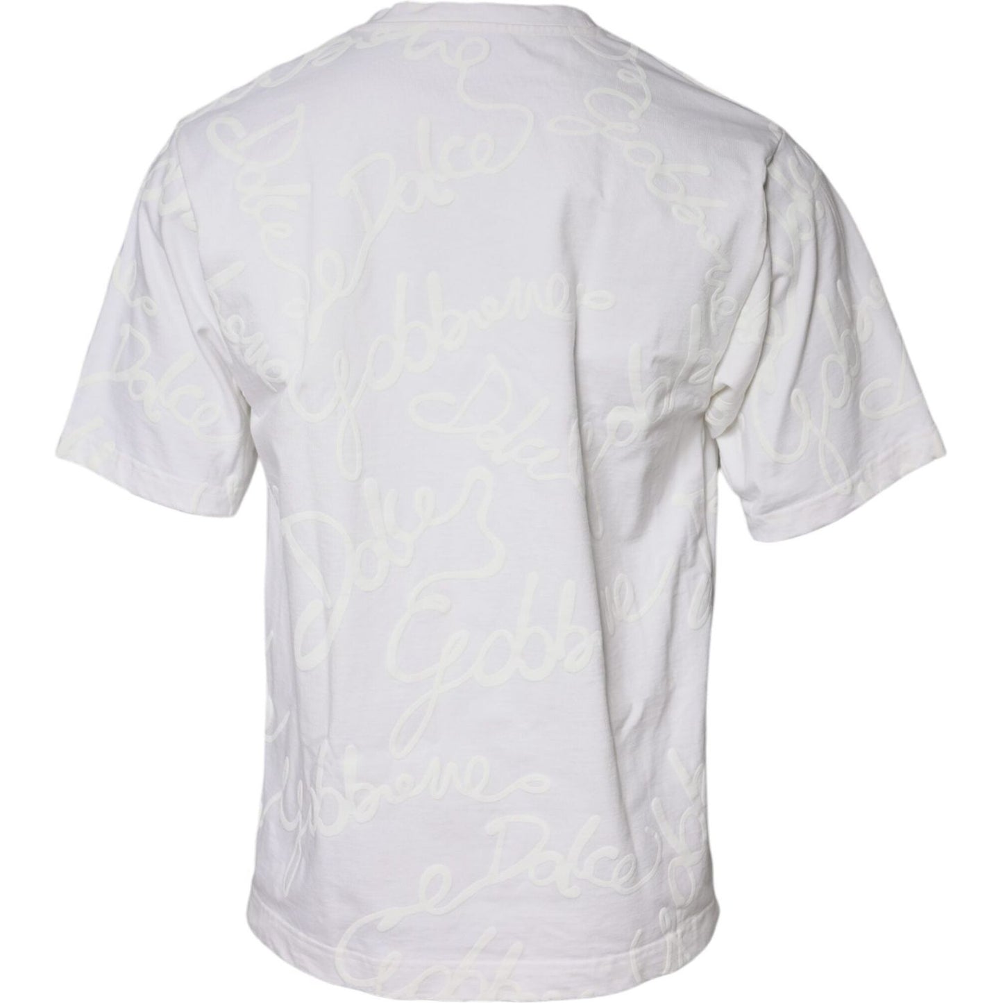 Dolce & Gabbana White Logo Print Cotton Crew Neck T-shirt Dolce & Gabbana Light Gray