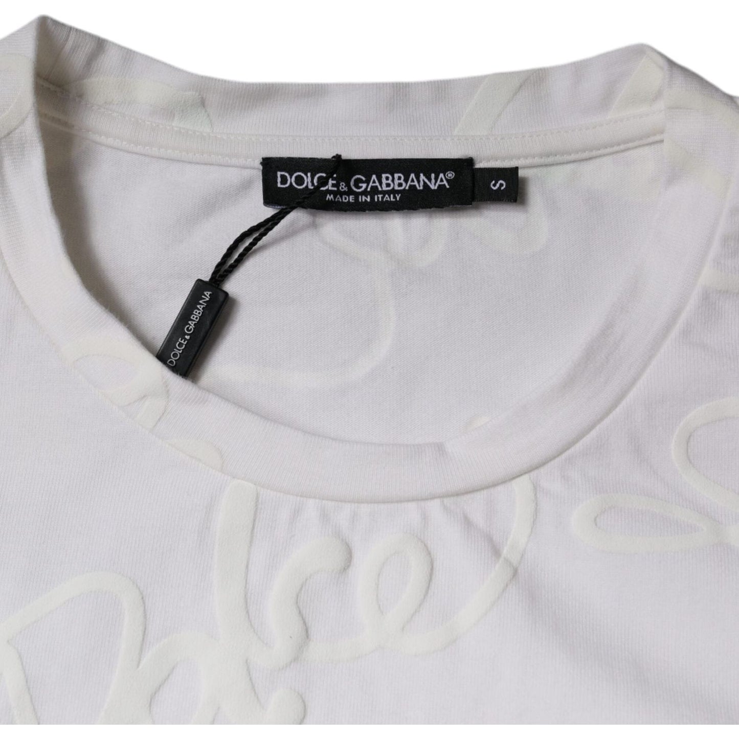 Dolce & Gabbana White Logo Print Cotton Crew Neck T-shirt Dolce & Gabbana Gray