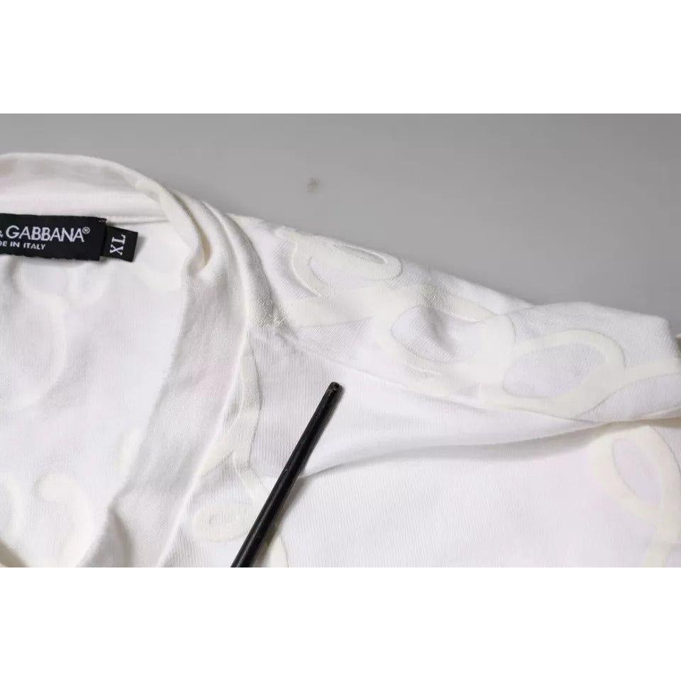 Dolce & Gabbana White Logo Print Cotton Crew Neck T-shirt Dolce & Gabbana Light Gray