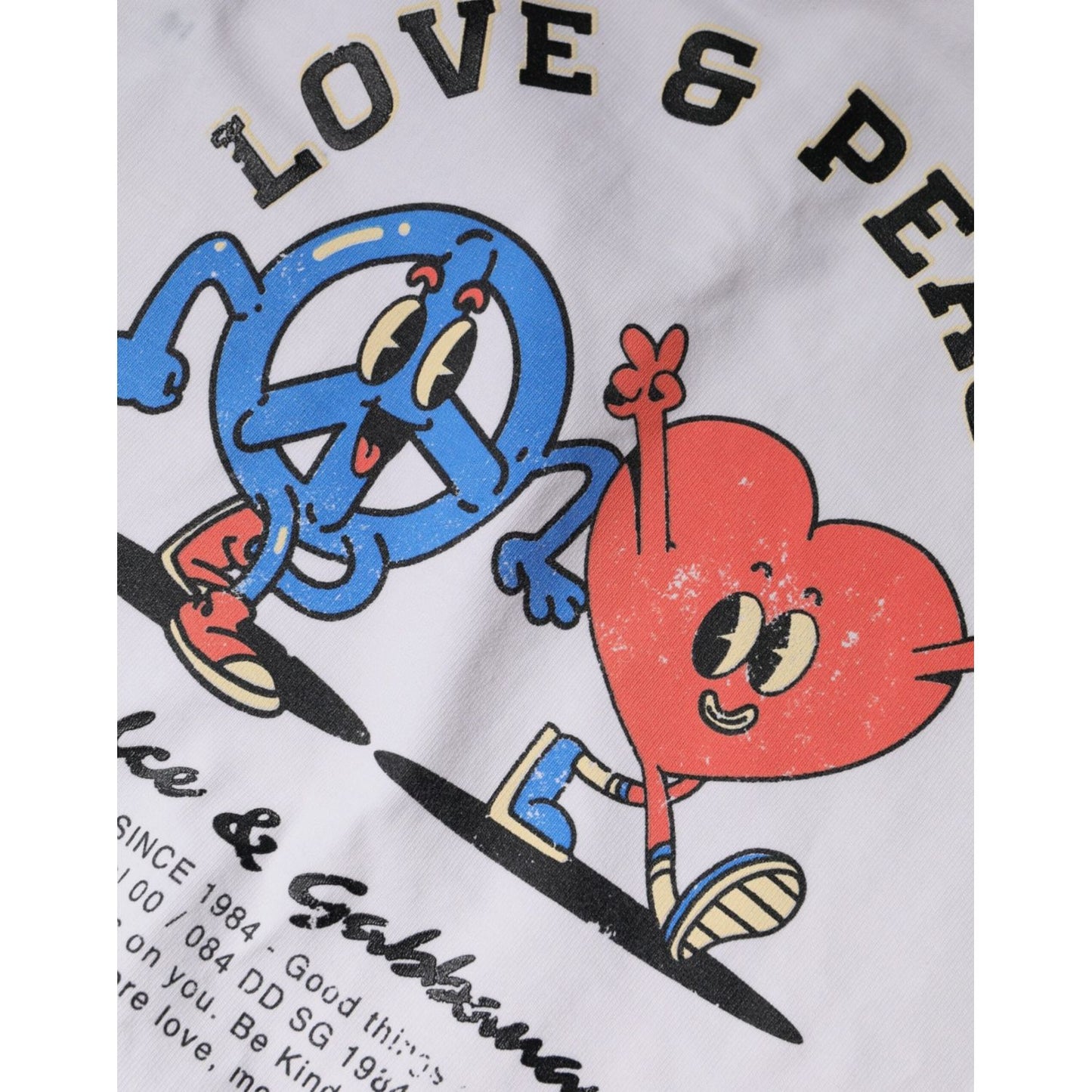 Dolce & Gabbana White Love & Peace Cotton Round Neck T-shirt Dolce & Gabbana Light Gray