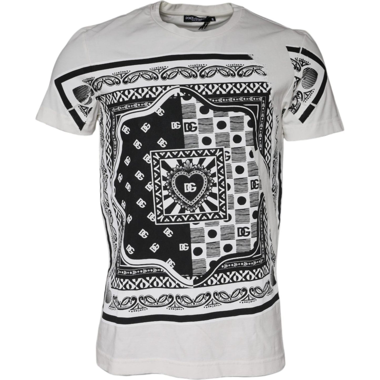Dolce & Gabbana White Bandana Print Cotton Short Sleeves T-shirt Dolce & Gabbana Gray
