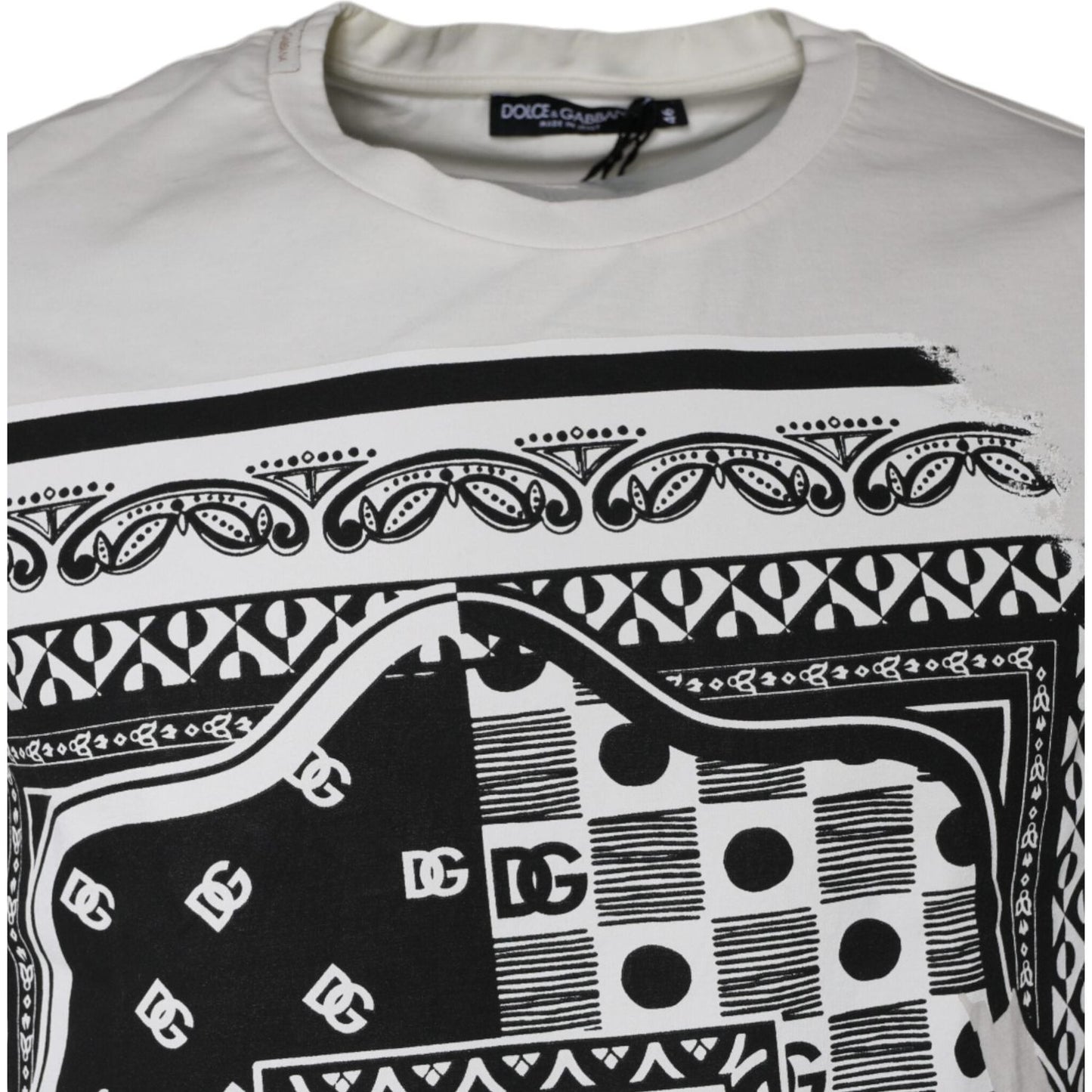 Dolce & Gabbana White Bandana Print Cotton Short Sleeves T-shirt Dolce & Gabbana Black