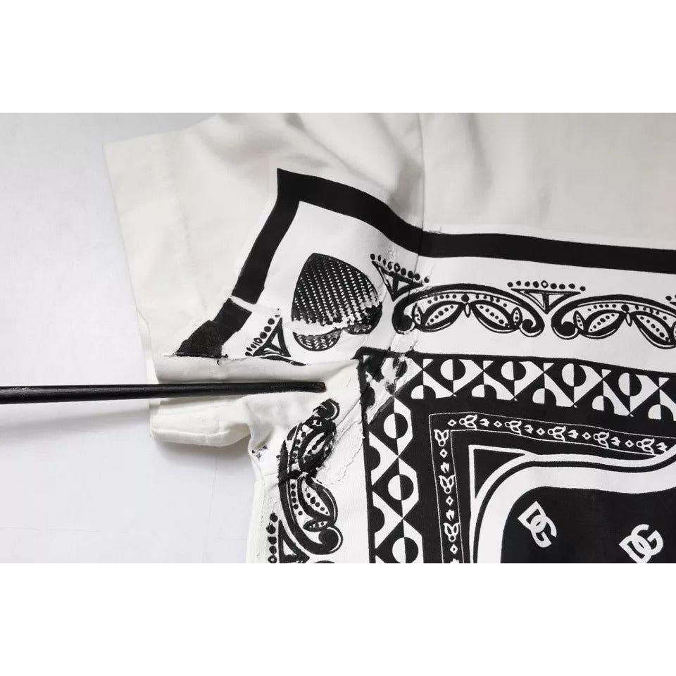 Dolce & Gabbana White Bandana Print Cotton Short Sleeves T-shirt Dolce & Gabbana Black