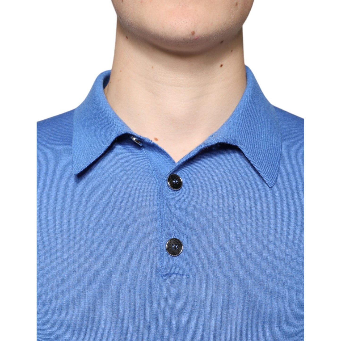Dolce & Gabbana Blue Cashmere Short Sleeves Men Polo T-shirt Dolce & Gabbana Cornflower Blue