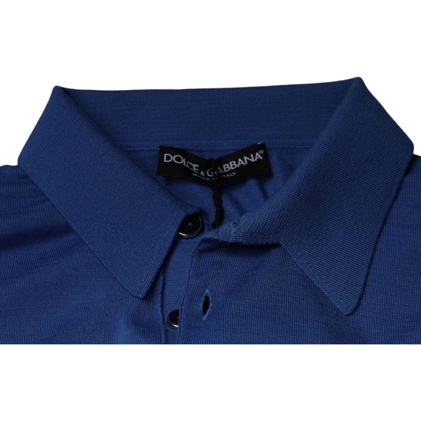 Dolce & Gabbana Blue Cashmere Short Sleeves Men Polo T-shirt Dolce & Gabbana Midnight Blue