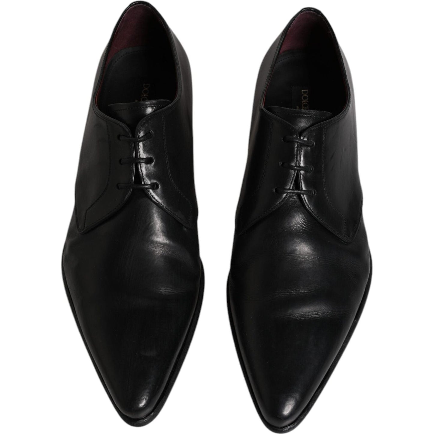 Dolce & Gabbana Black Leather Lace Up Men Derby Formal Shoes Dolce & Gabbana Black