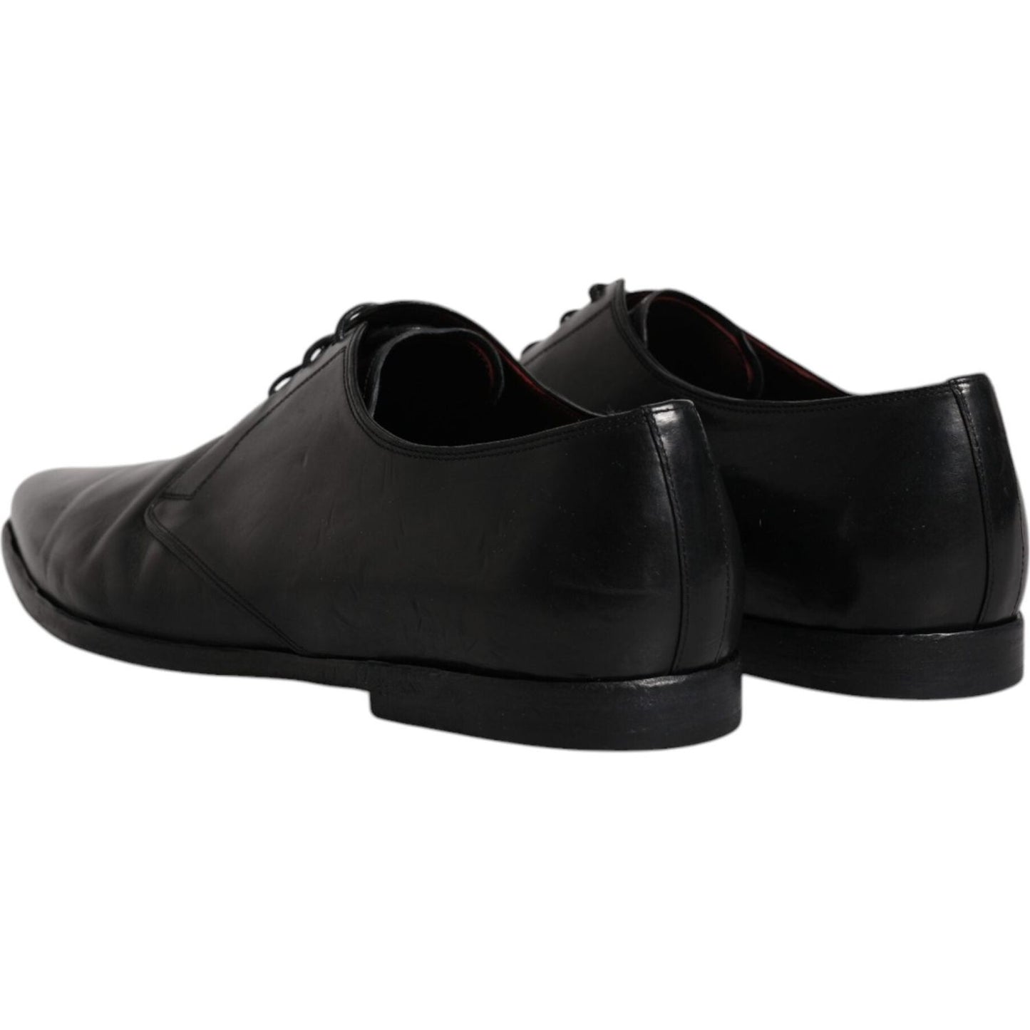 Dolce & Gabbana Black Leather Lace Up Men Derby Formal Shoes Dolce & Gabbana Black