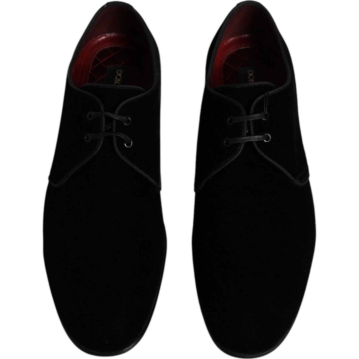 Dolce & Gabbana Black Velvet Leather Lace Up Derby Shoes Dolce & Gabbana Black