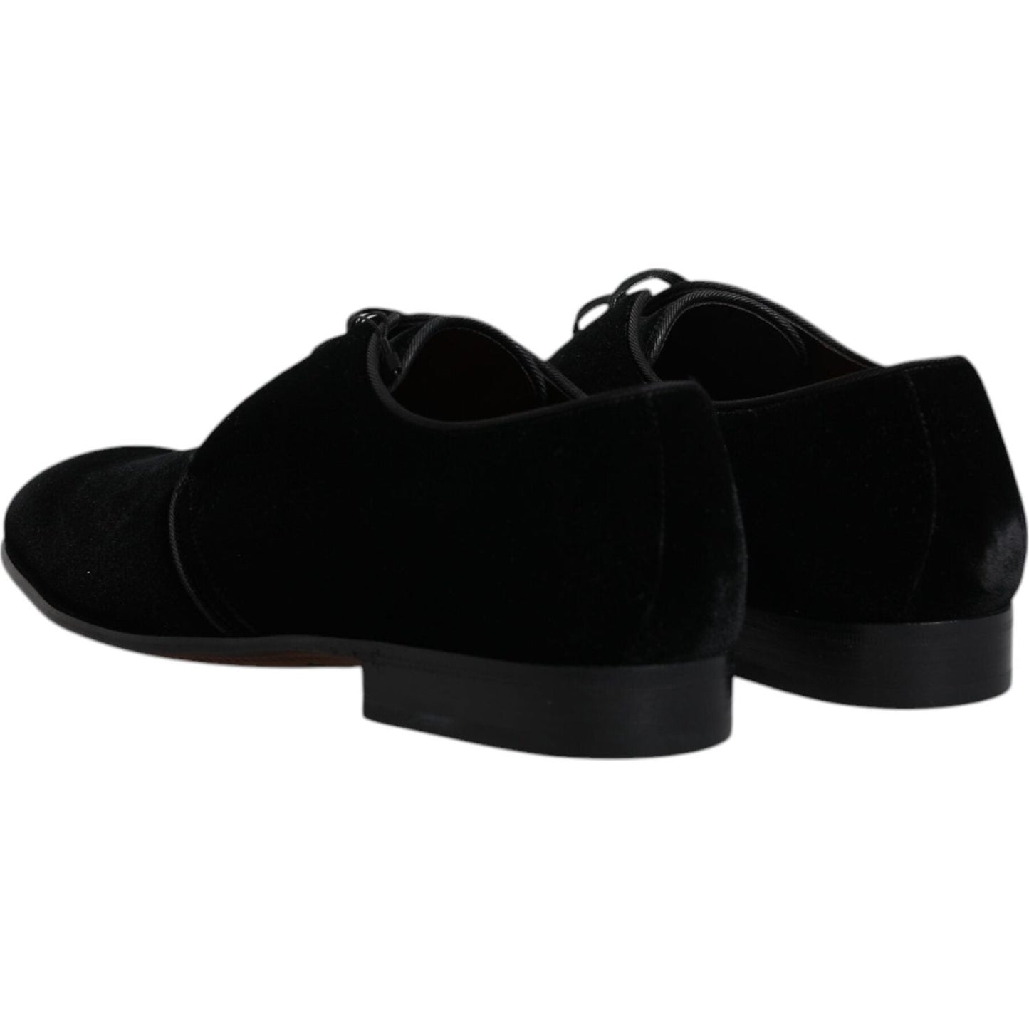 Dolce & Gabbana Black Velvet Leather Lace Up Derby Shoes Dolce & Gabbana Black