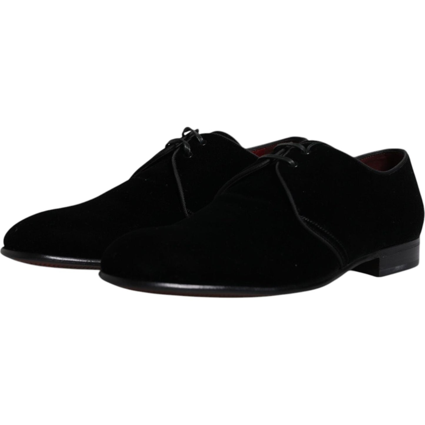 Dolce & Gabbana Black Velvet Leather Lace Up Men Derby Shoes Dolce & Gabbana Black