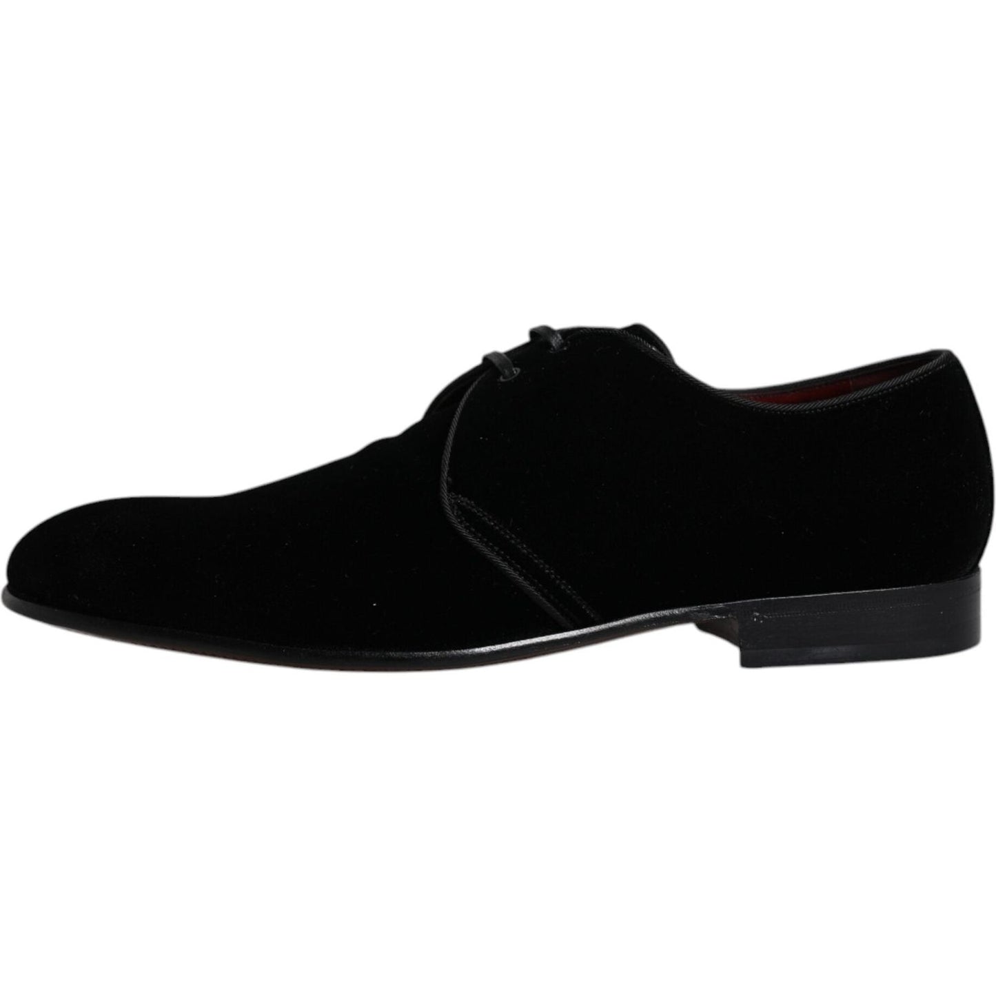 Dolce & Gabbana Black Velvet Leather Lace Up Men Derby Shoes Dolce & Gabbana Black