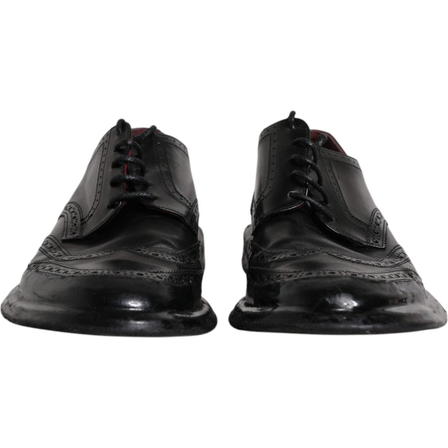 Dolce & Gabbana Black Leather Derby Wingtip Formal Shoes Dolce & Gabbana Dark Slate Gray