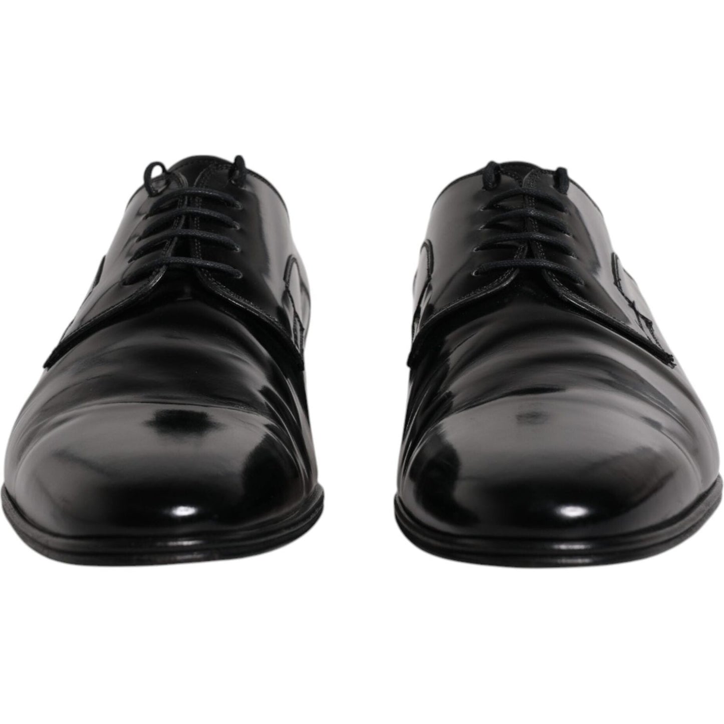 Dolce & Gabbana Black Leather Lace Up Derby Formal Shoes Dolce & Gabbana Dark Slate Gray