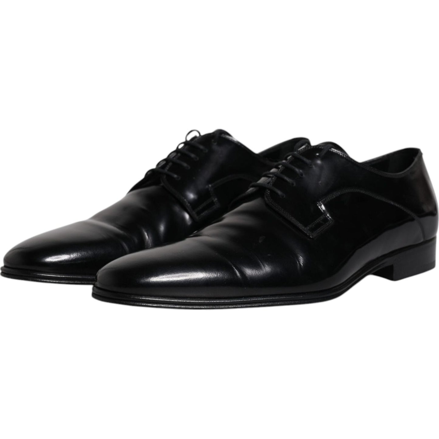 Dolce & Gabbana Black Leather Lace Up Derby Formal Shoes Dolce & Gabbana Black
