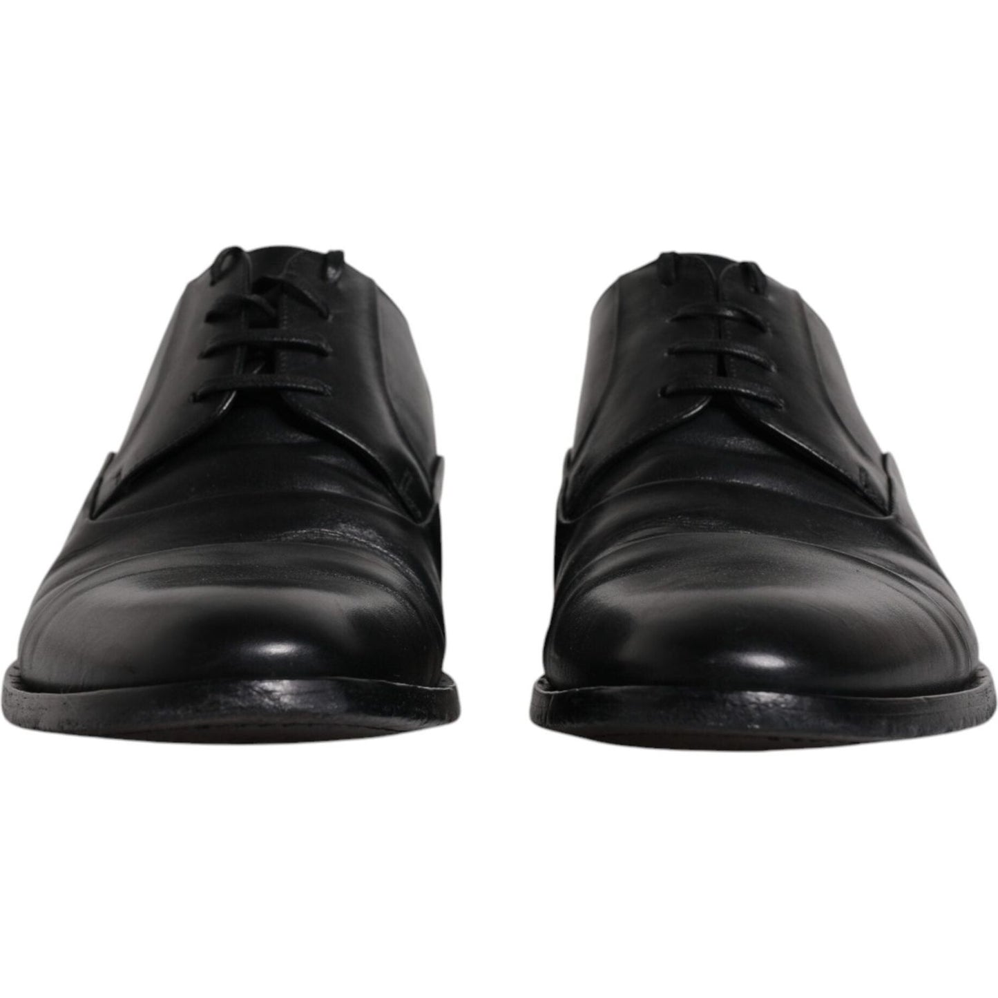 Dolce & Gabbana Black Leather Lace Up Men Derby Formal Shoes Dolce & Gabbana Dark Slate Gray
