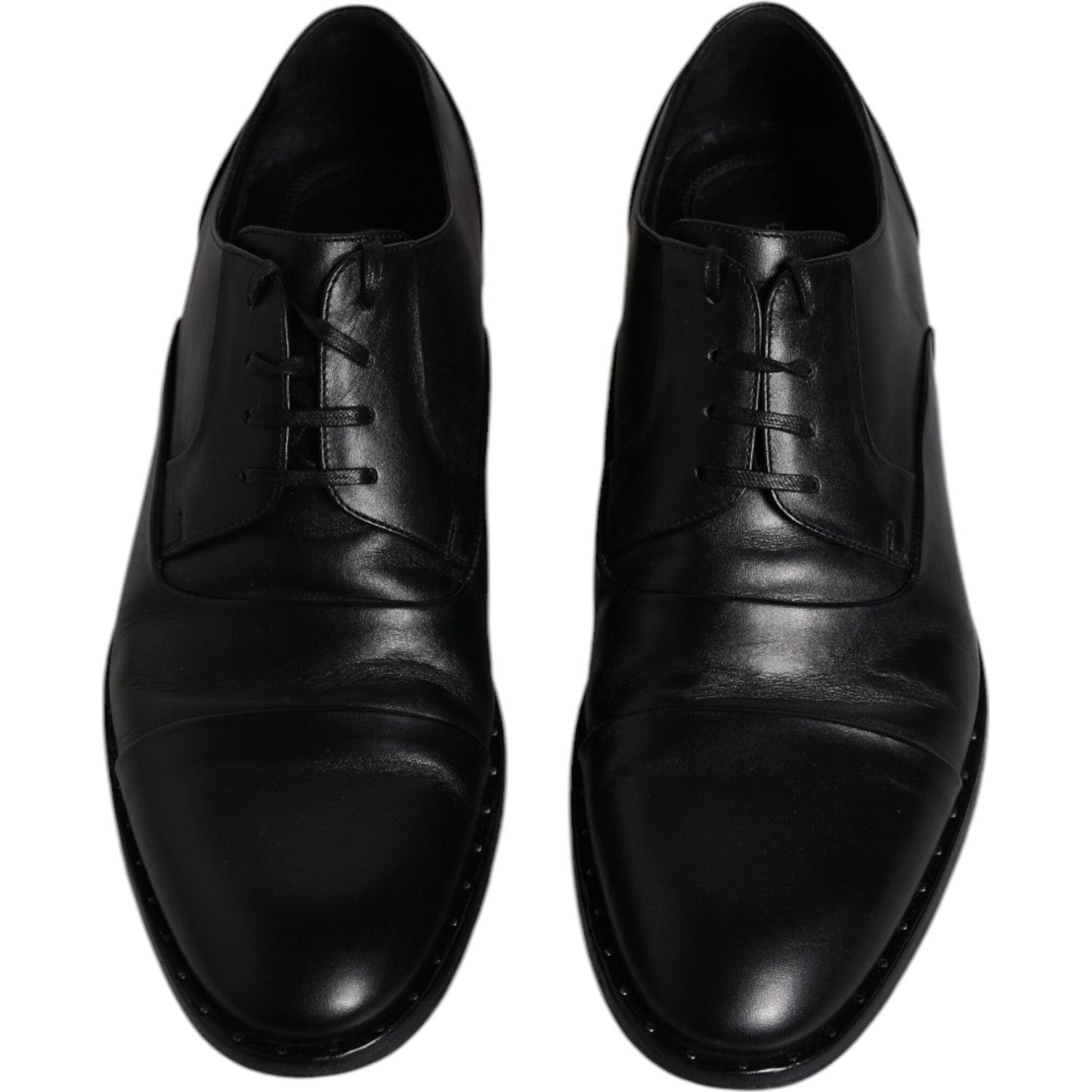Dolce & Gabbana Black Leather Lace Up Men Derby Formal Shoes Dolce & Gabbana Black