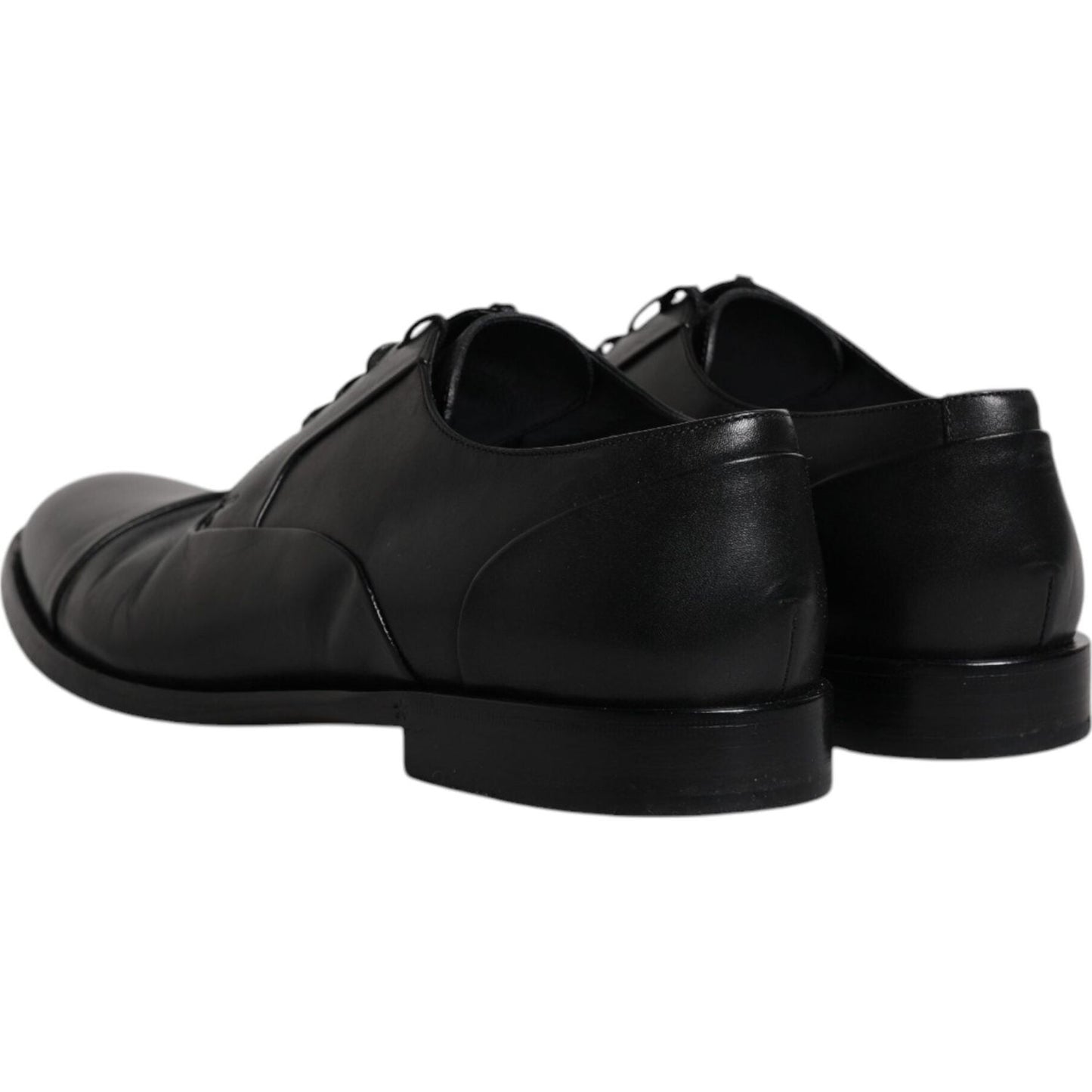 Dolce & Gabbana Black Leather Lace Up Men Derby Formal Shoes Dolce & Gabbana Black