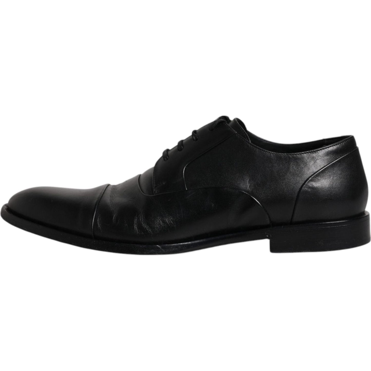 Dolce & Gabbana Black Leather Lace Up Men Derby Formal Shoes Dolce & Gabbana Black
