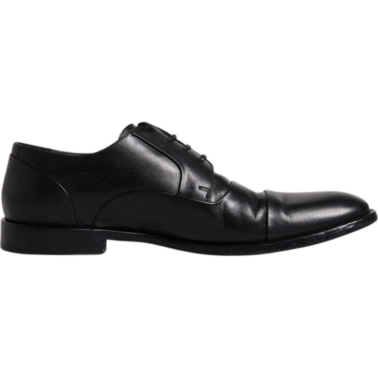 Dolce & Gabbana Black Leather Lace Up Men Derby Formal Shoes Dolce & Gabbana Black