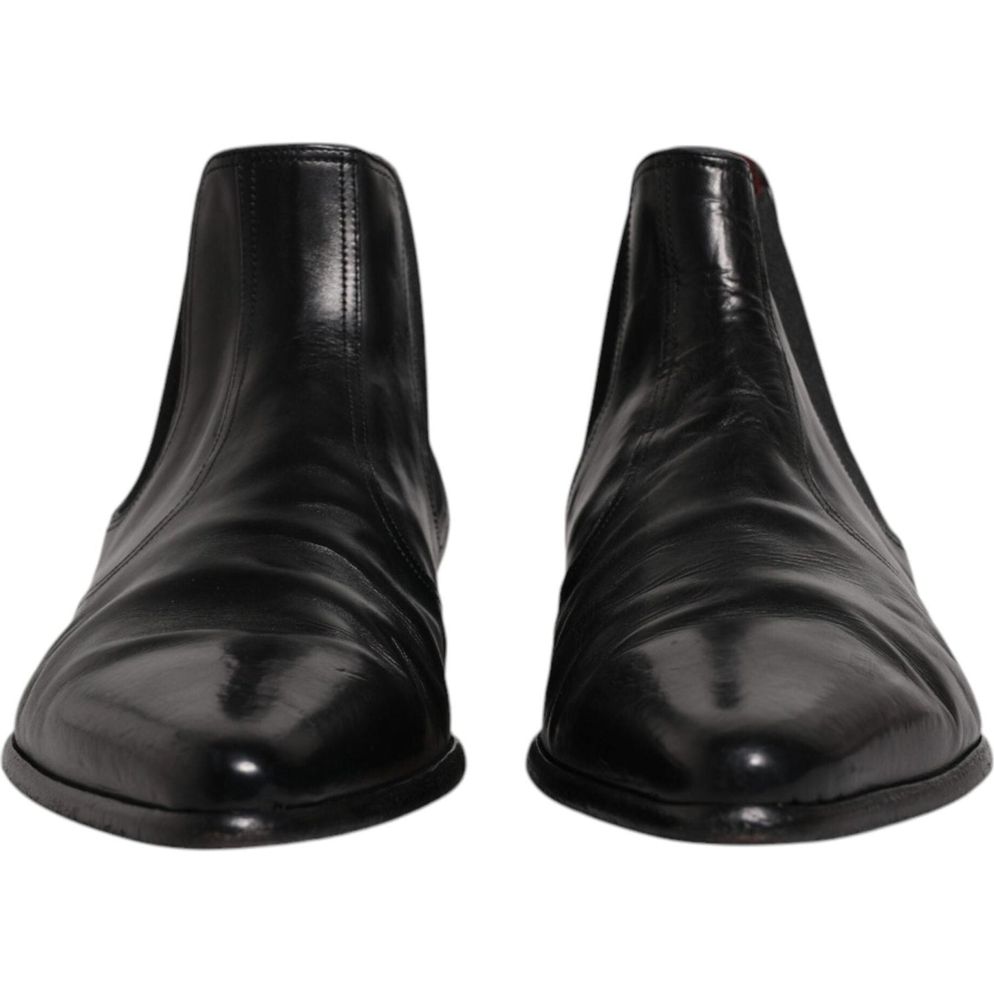 Dolce & Gabbana Black Leather Chelsea Men Ankle Boots Shoes Dolce & Gabbana Dark Slate Gray