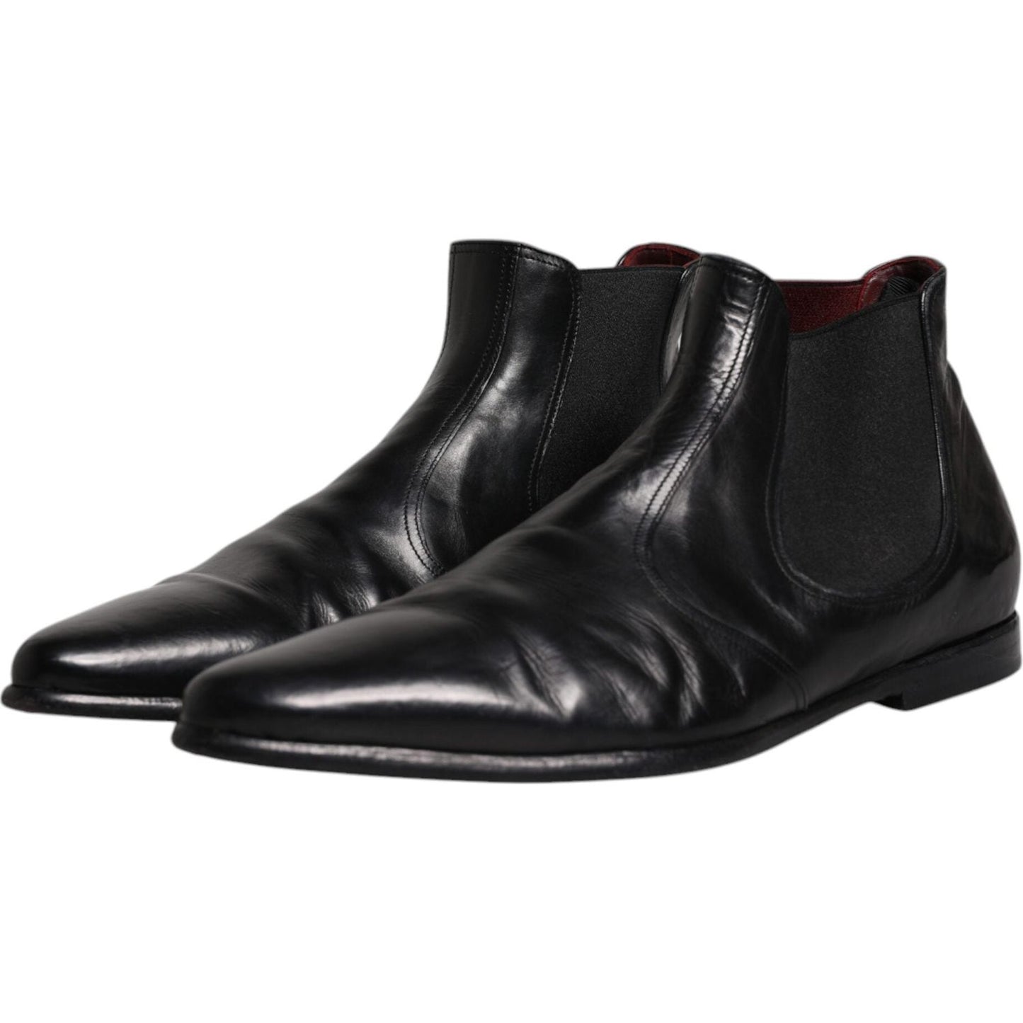 Dolce & Gabbana Black Leather Chelsea Men Ankle Boots Shoes Dolce & Gabbana Black