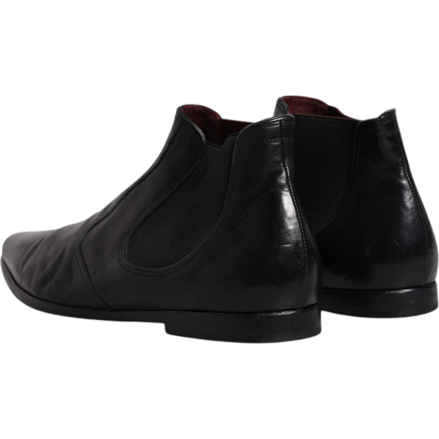 Dolce & Gabbana Black Leather Chelsea Men Ankle Boots Shoes Dolce & Gabbana Black