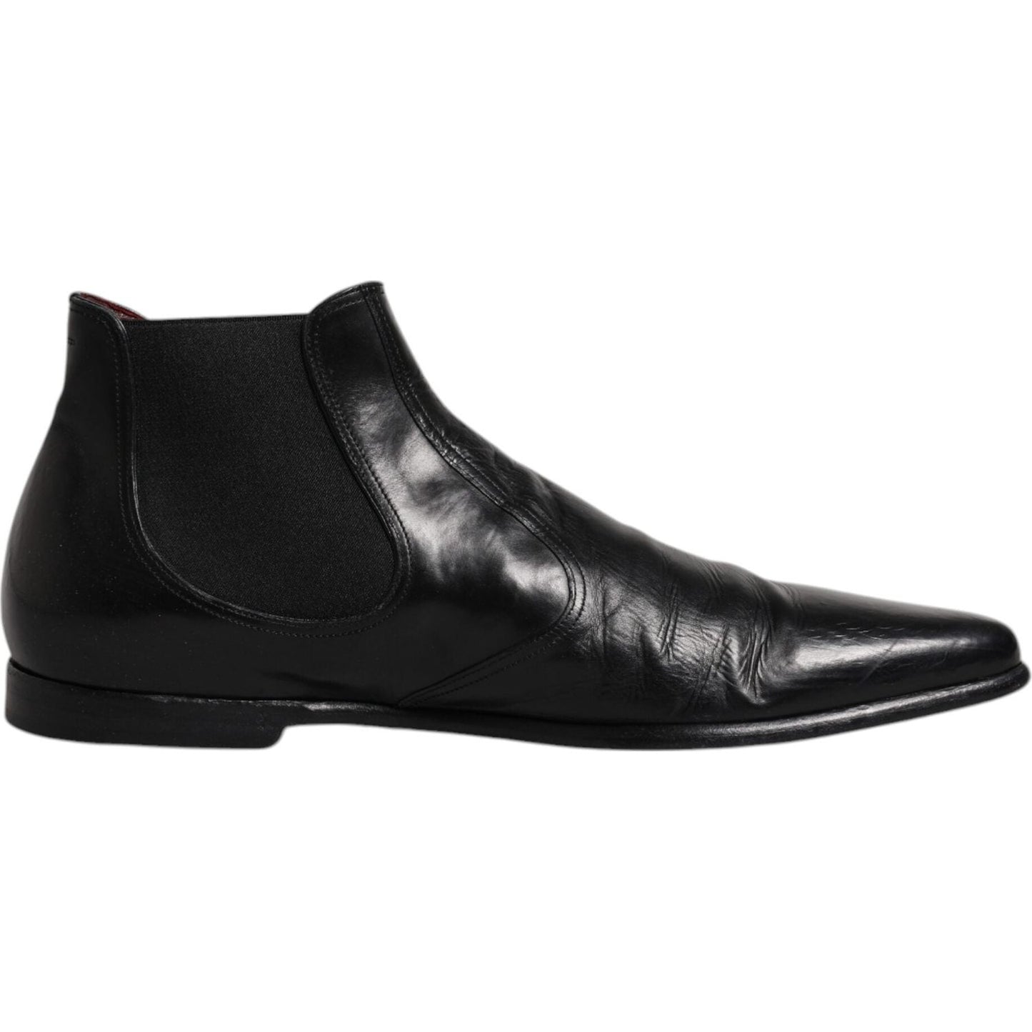 Dolce & Gabbana Black Leather Chelsea Men Ankle Boots Shoes Dolce & Gabbana Black