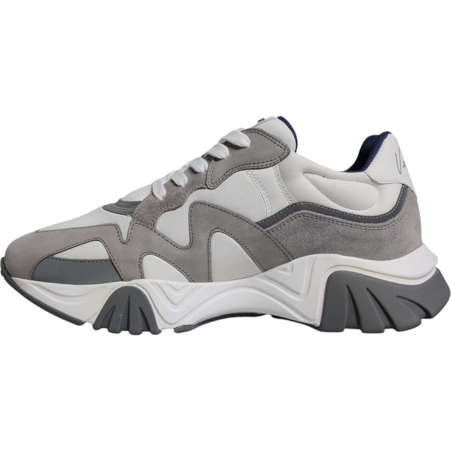 Versace Grey Leather Neoprene Chunky Low Top Squalo Sneakers Shoes Versace Light Slate Gray