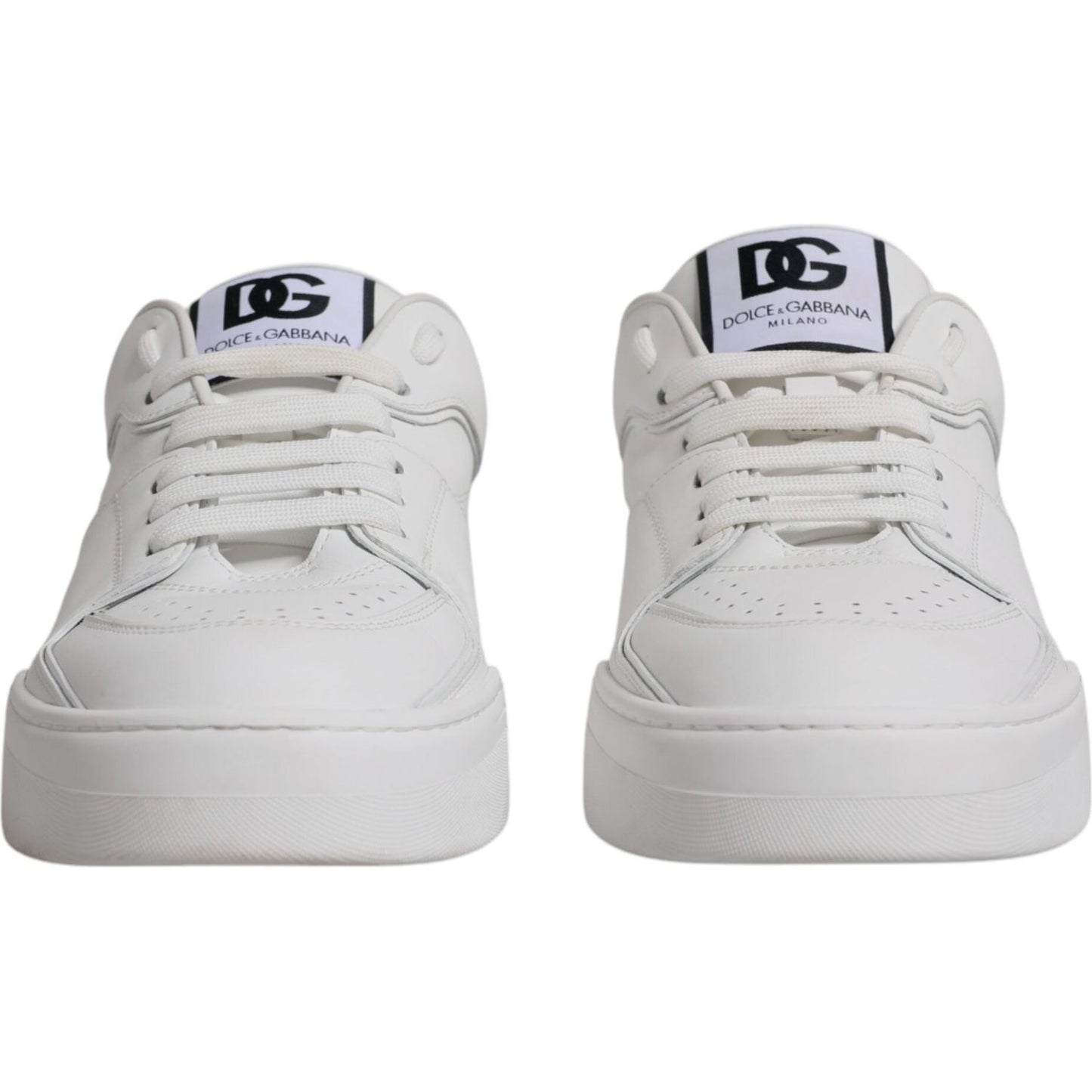 Dolce & Gabbana White Miami Leather Low Top Sneakers Shoes Dolce & Gabbana Gray