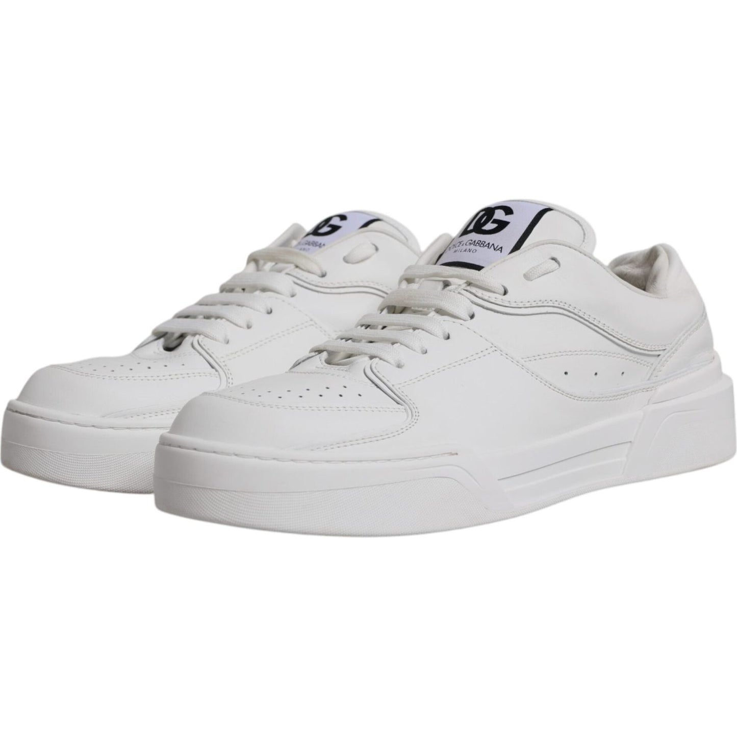 Dolce & Gabbana White Miami Leather Low Top Sneakers Shoes Dolce & Gabbana Light Gray