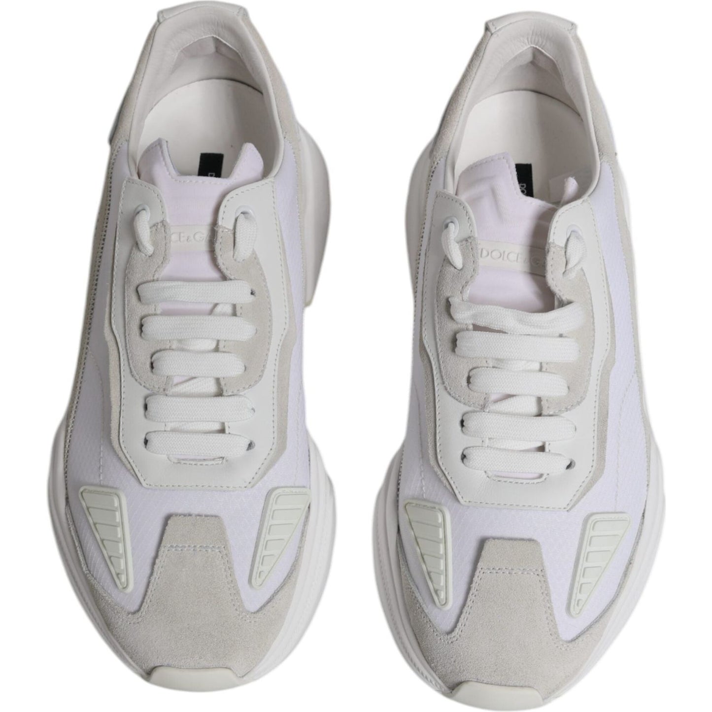Dolce & Gabbana White Leather Daymaster Low Top Sneaker Shoes Dolce & Gabbana Gray