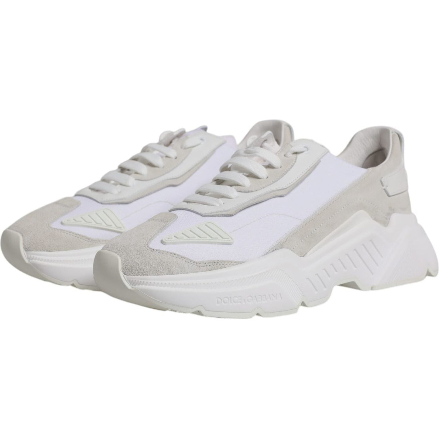 Dolce & Gabbana White Leather Daymaster Low Top Sneaker Shoes Dolce & Gabbana Light Gray