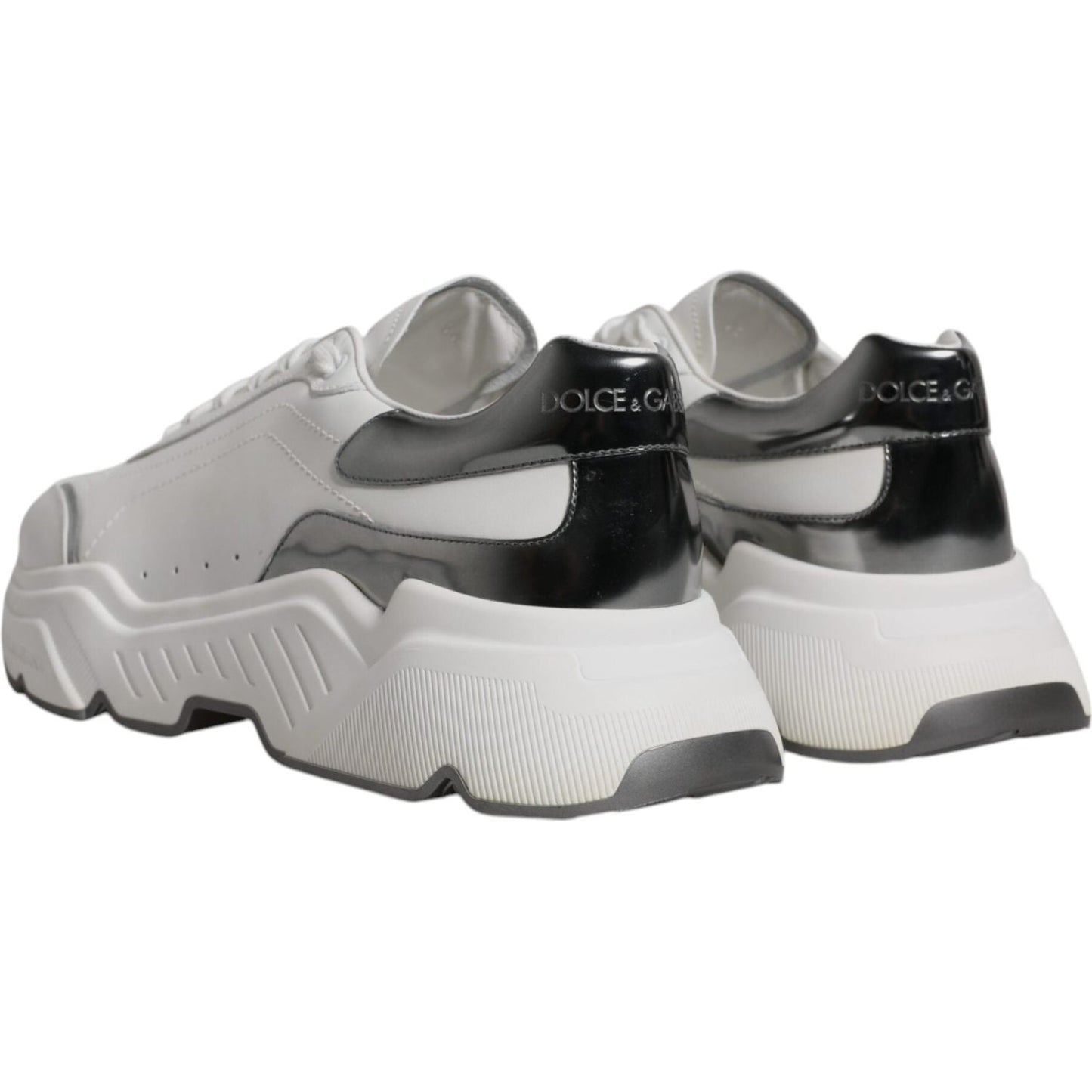 Dolce & Gabbana White Silver DAYMASTER Leather Sneakers Shoes Dolce & Gabbana Gray