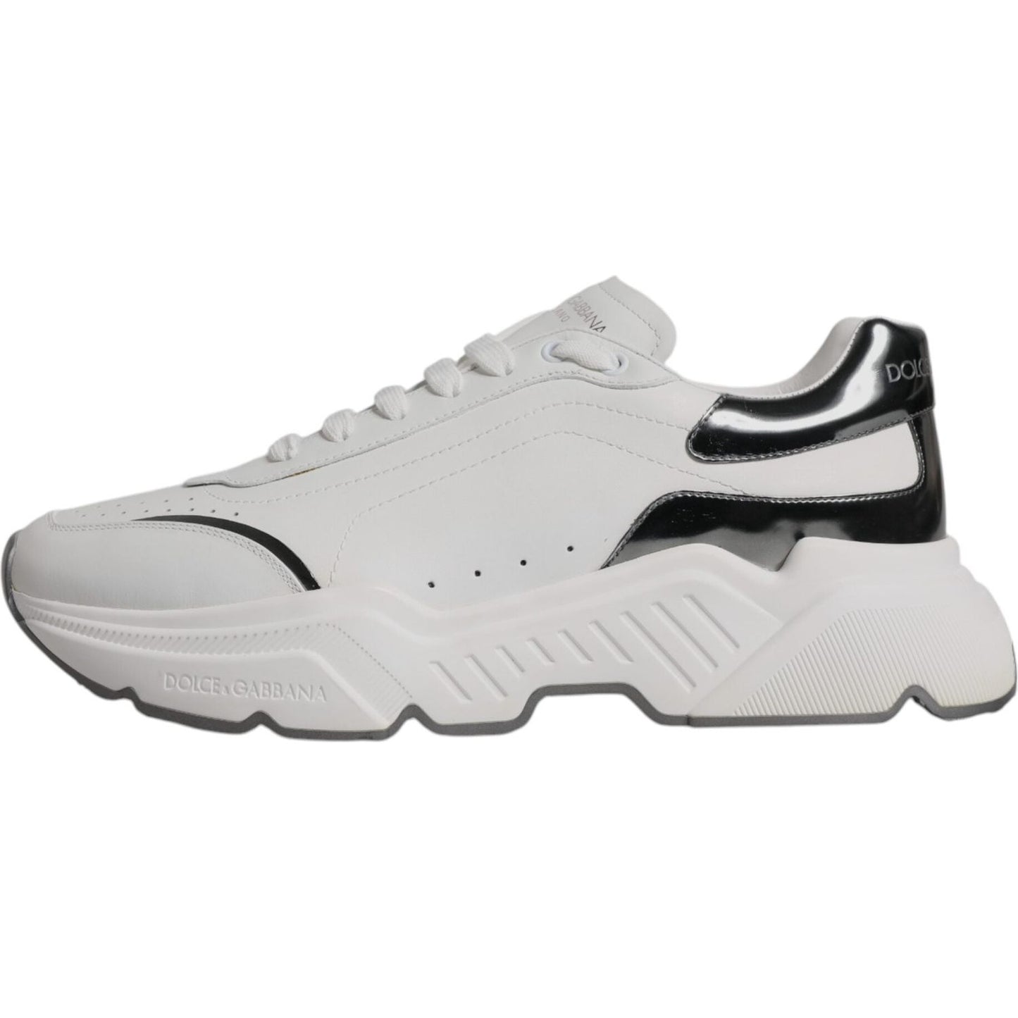 Dolce & Gabbana White Silver DAYMASTER Leather Sneakers Shoes Dolce & Gabbana Gray