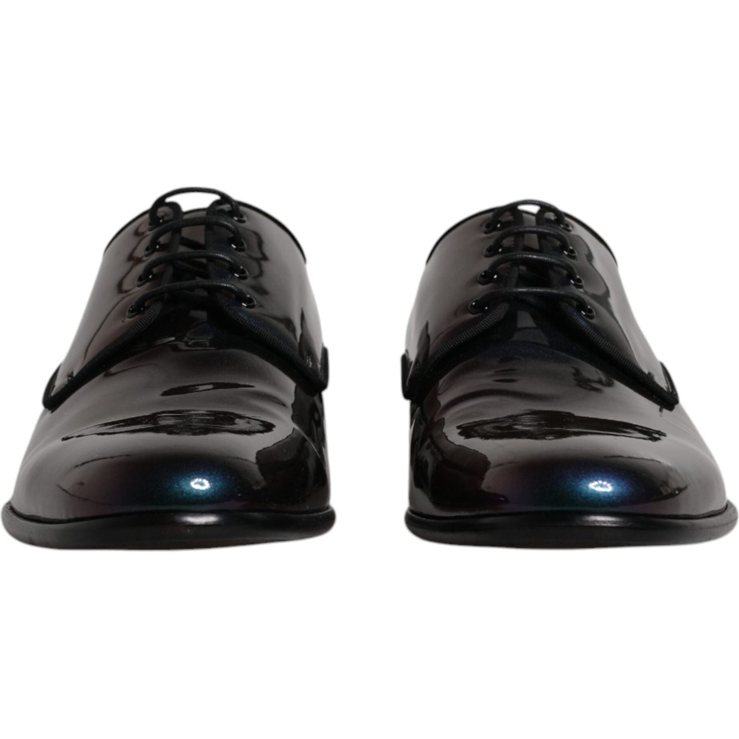 Dolce & Gabbana Peacock Patent Leather Derby Men Dress Shoes Dolce & Gabbana Black