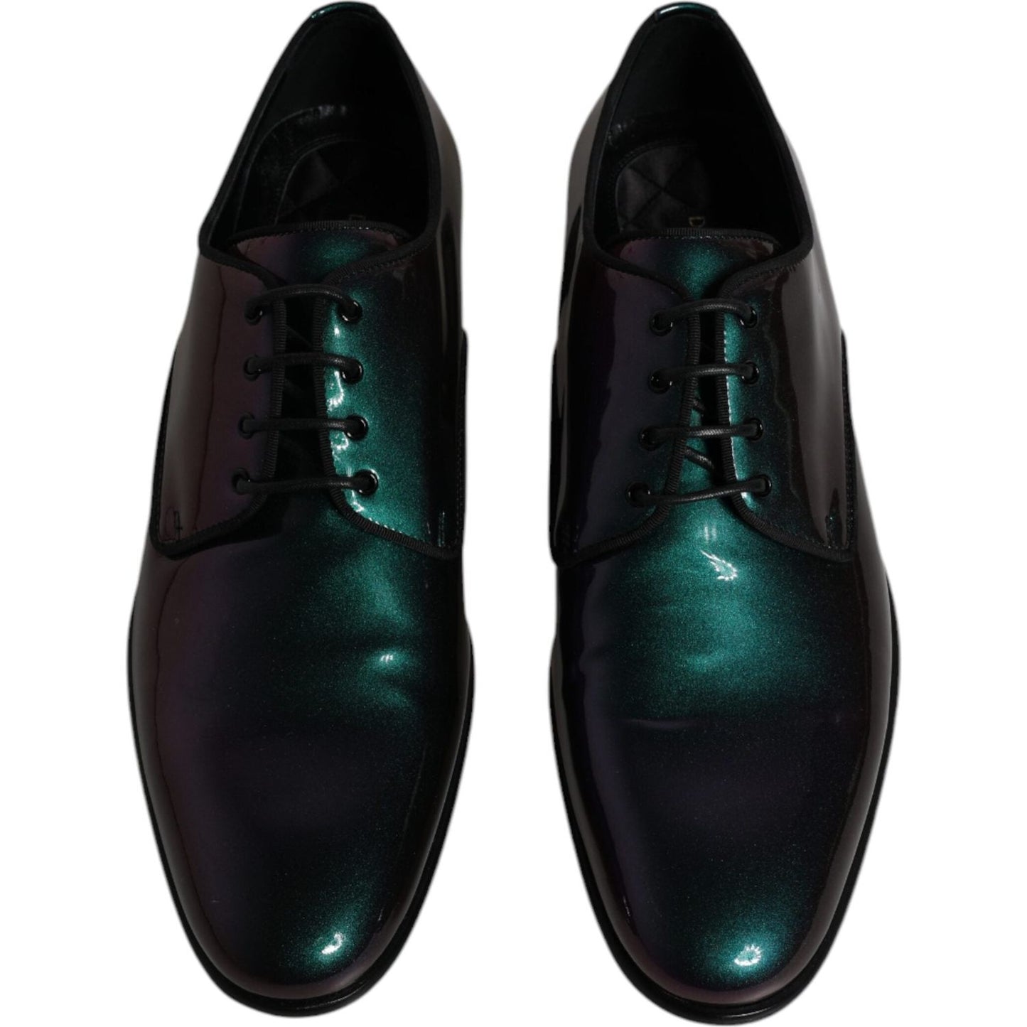 Dolce & Gabbana Peacock Patent Leather Derby Men Dress Shoes Dolce & Gabbana Black