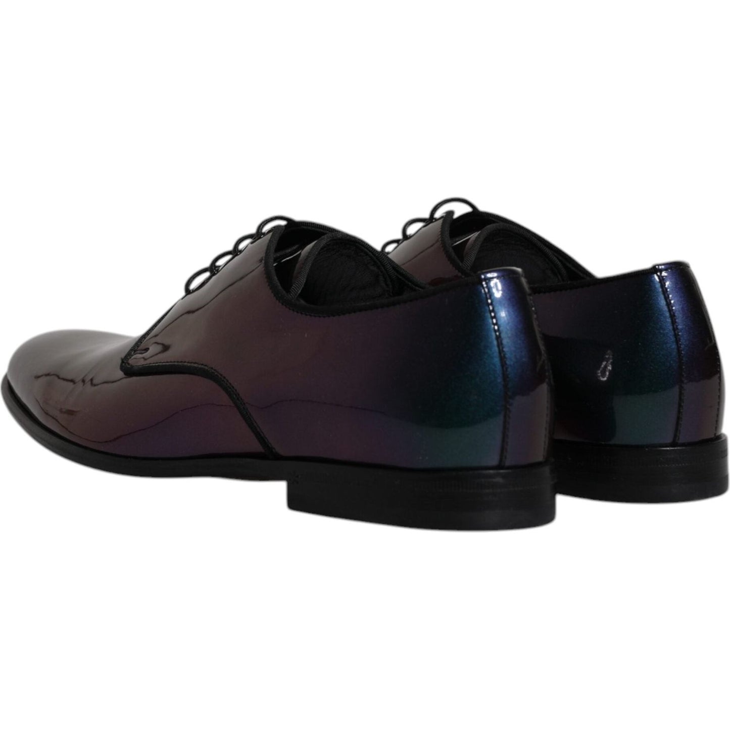 Dolce & Gabbana Peacock Patent Leather Derby Men Dress Shoes Dolce & Gabbana Black