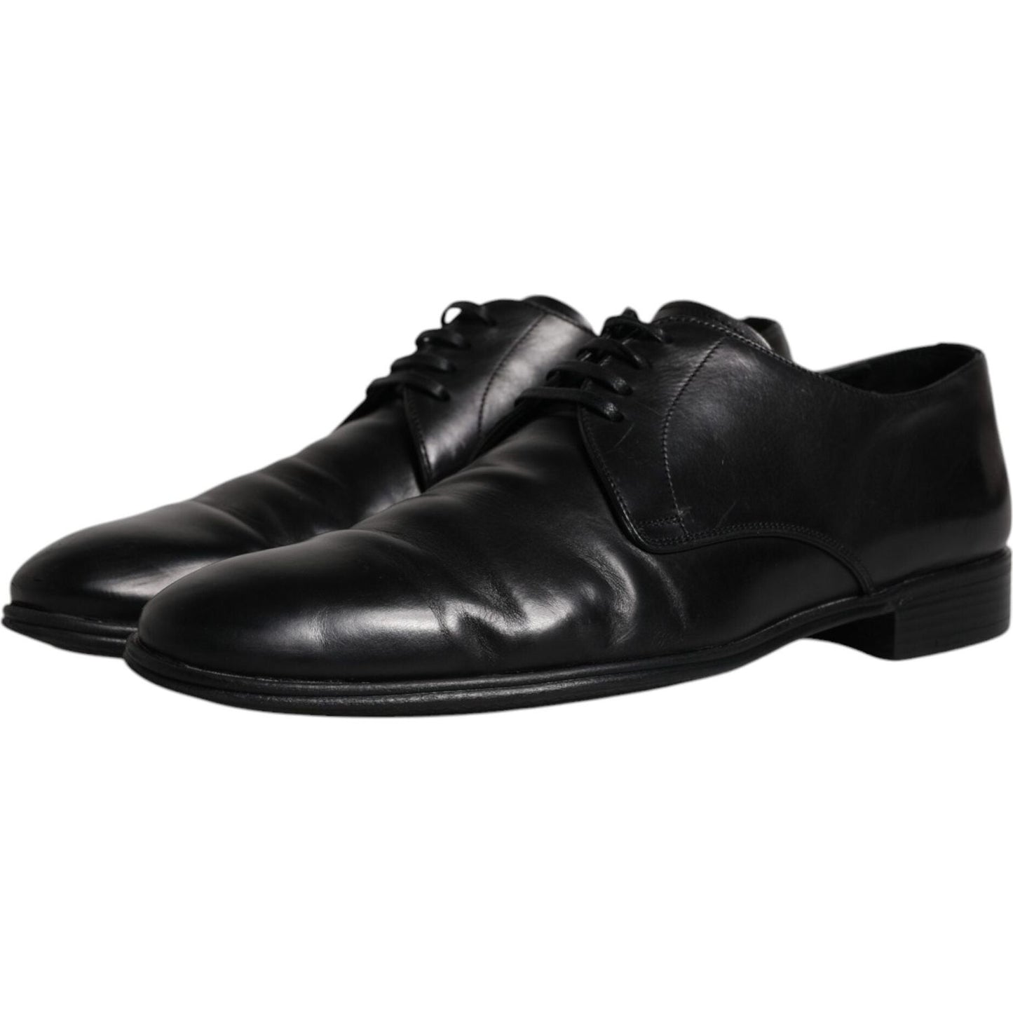 Dolce & Gabbana Black Leather Lace Up Men Derby Formal Shoes Dolce & Gabbana Black