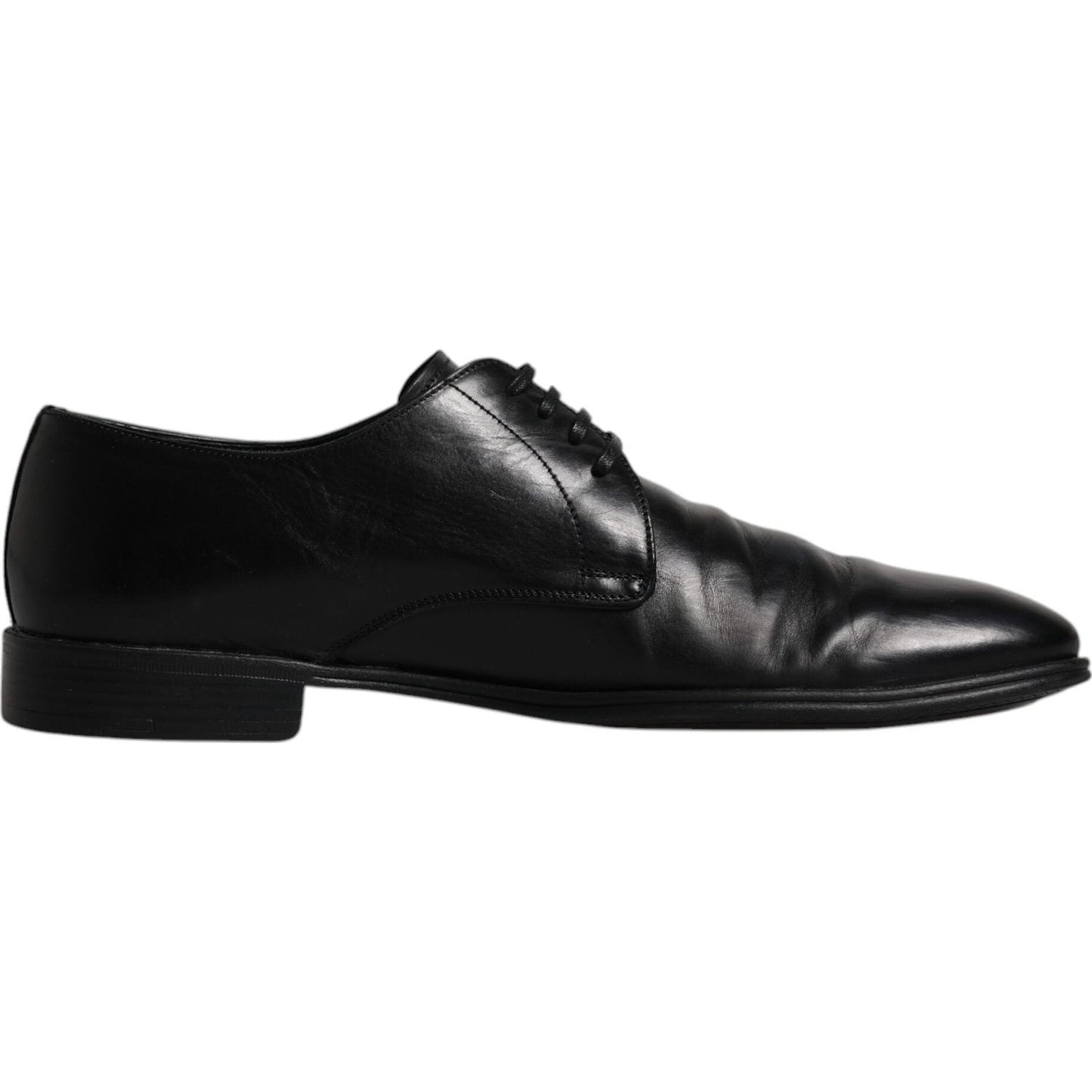 Dolce & Gabbana Black Leather Lace Up Men Derby Formal Shoes Dolce & Gabbana Black